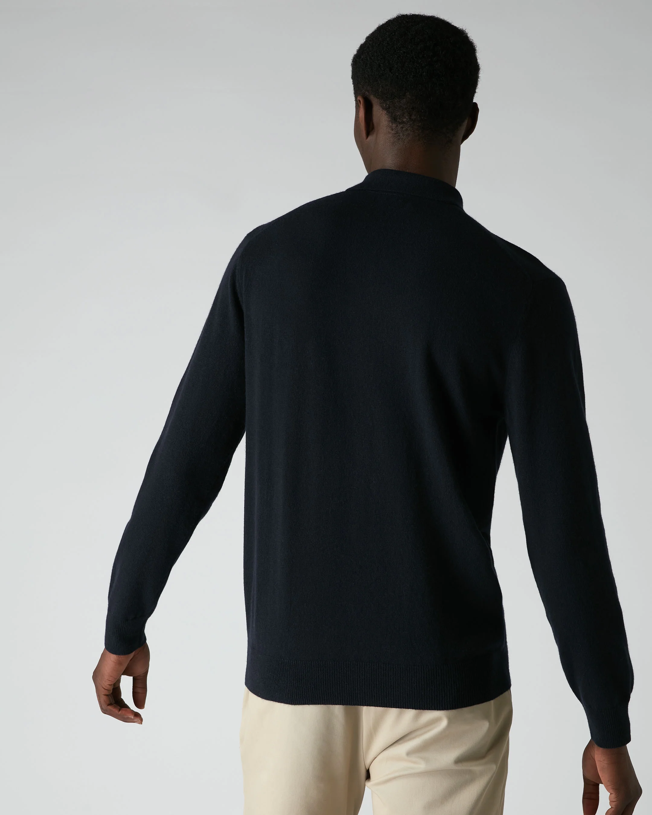 007 5 Button Cashmere Polo Shirt Navy Blue - Image 6