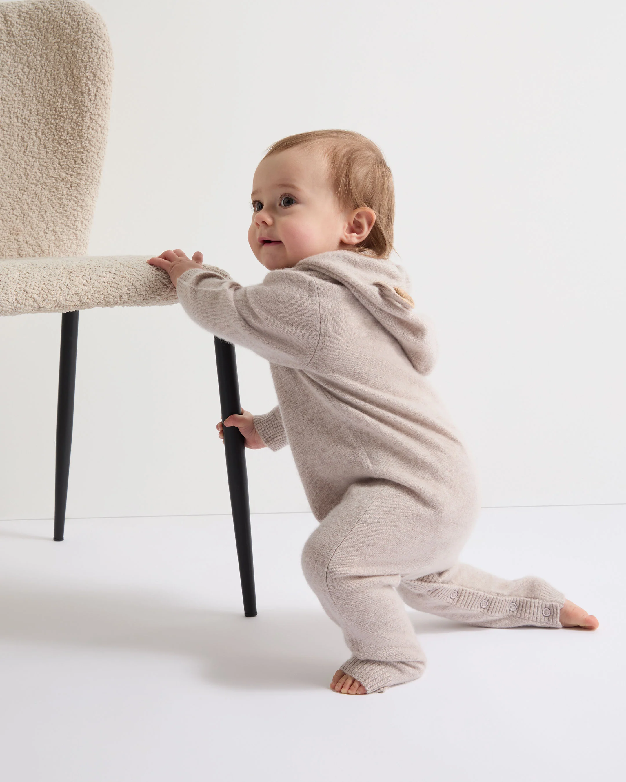 Bear Cashmere Sleepsuit Light Oatmeal Brown - Image 5