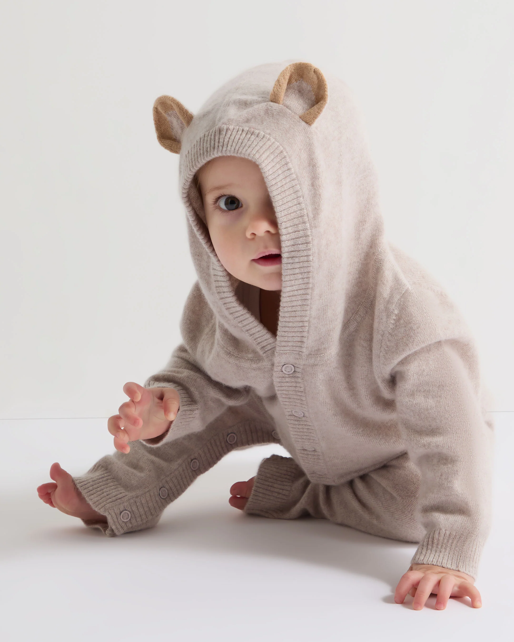 Bear Cashmere Sleepsuit Light Oatmeal Brown - Image 7