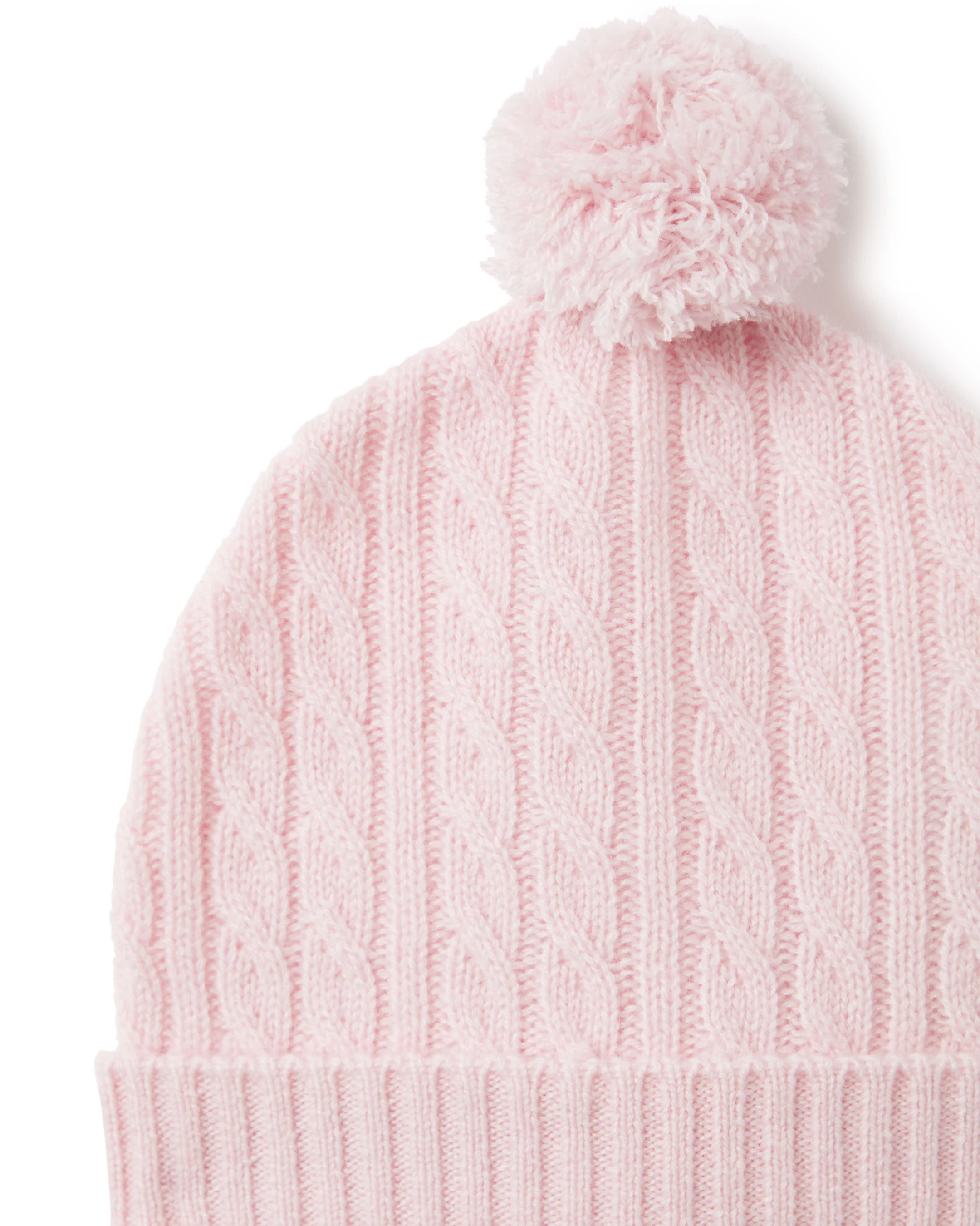 Cashmere Cable Hat Pale Pink - Image 2