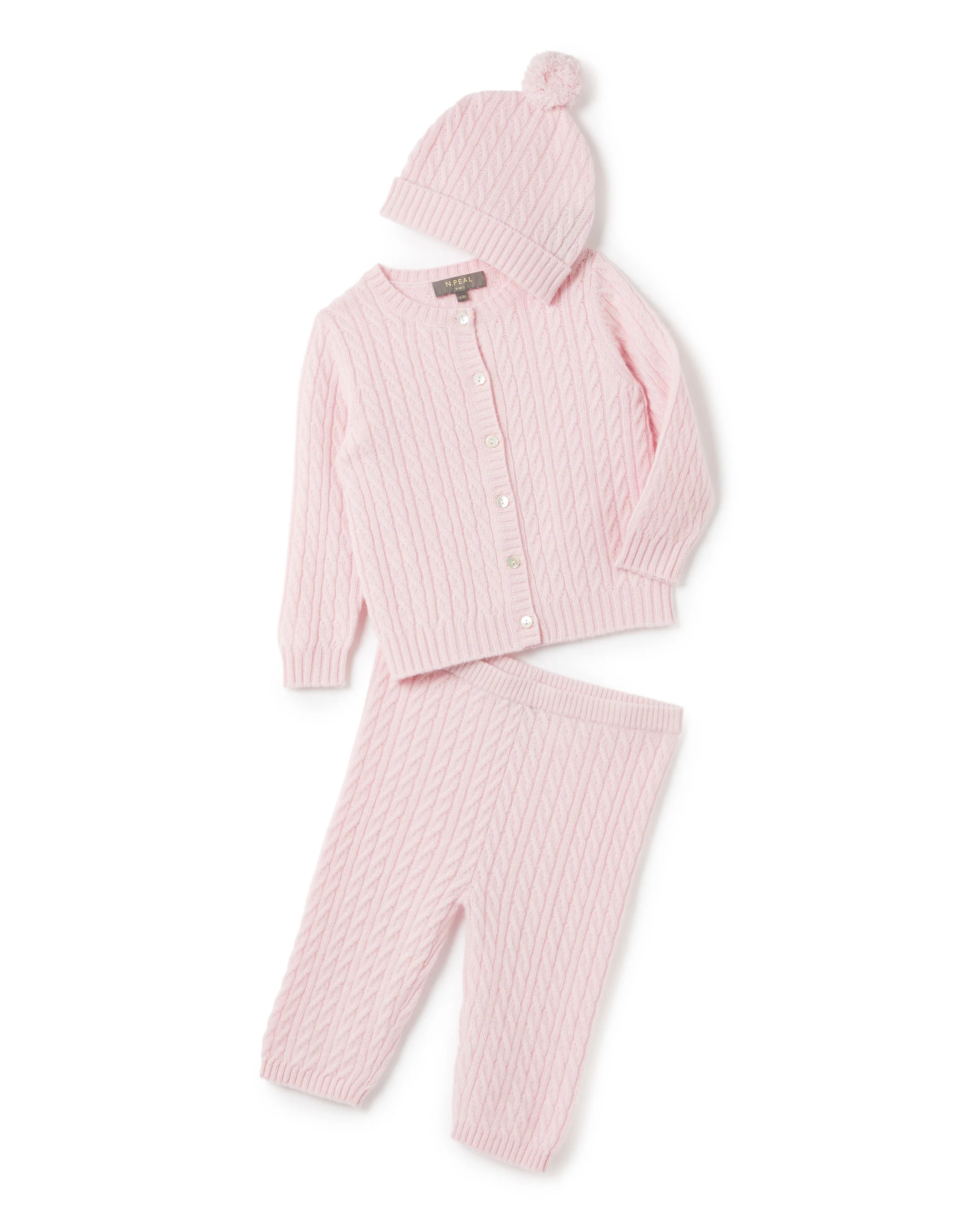 Cashmere Cable Hat Pale Pink - Image 4