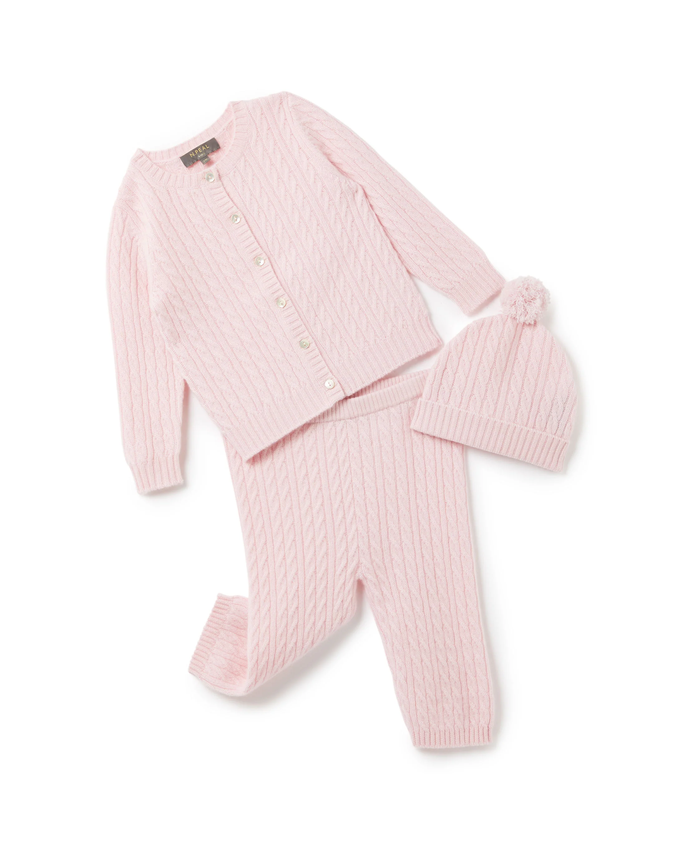 Cashmere Cable Hat Pale Pink - Image 5