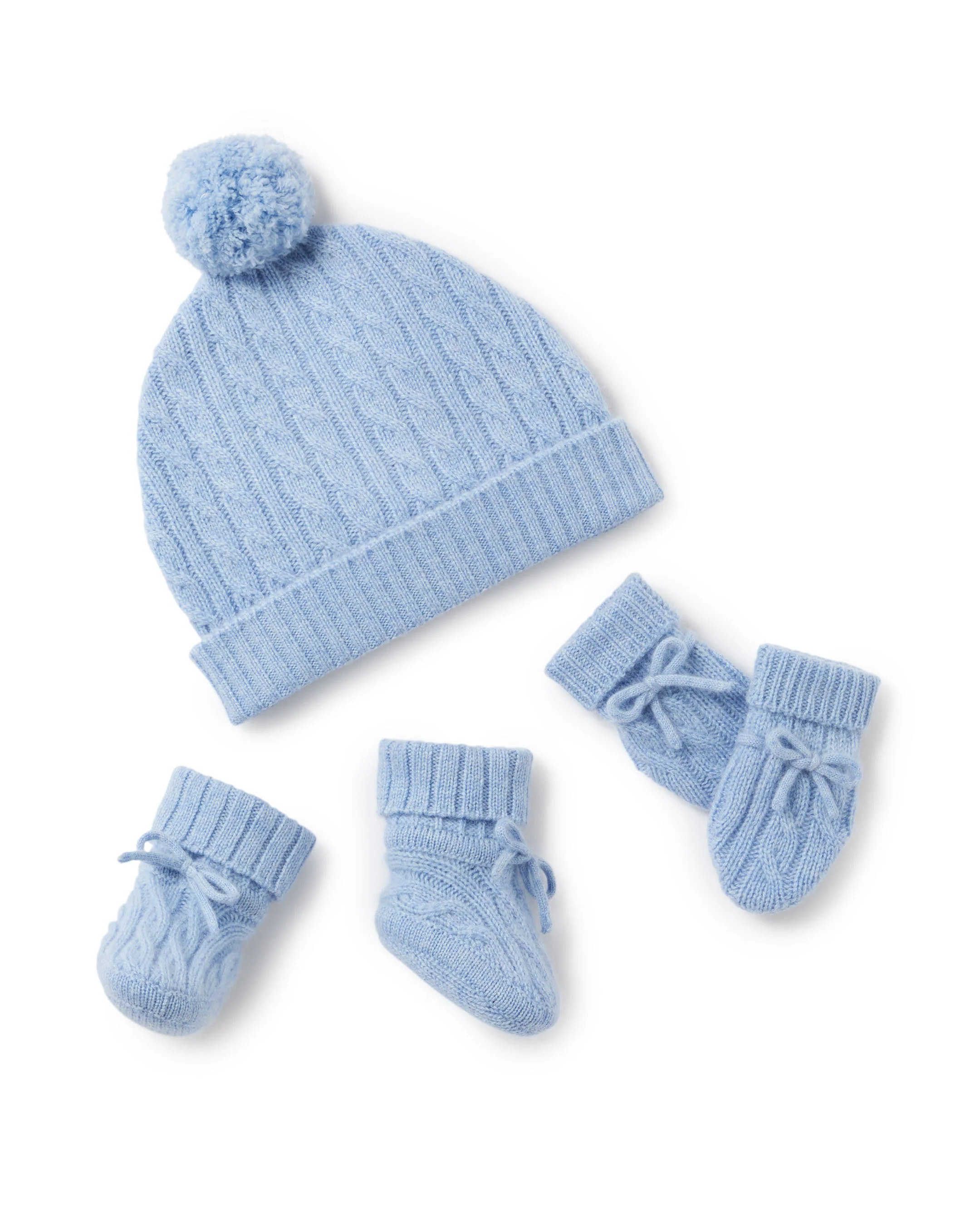 Cable Cashmere Mittens Cornflower Blue - Image 3