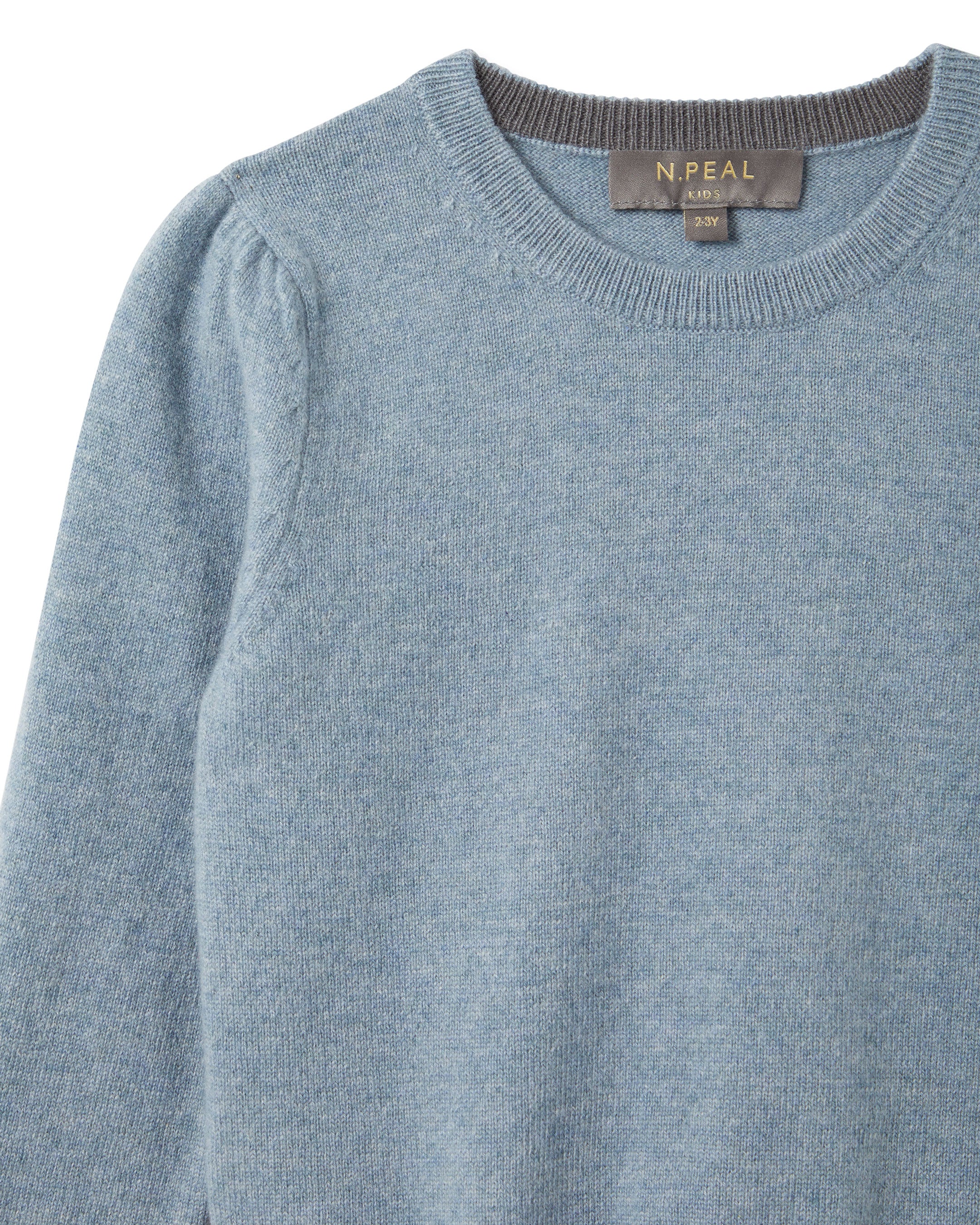 Girls Round Neck Cashmere Jumper Heather Blue - Image 3