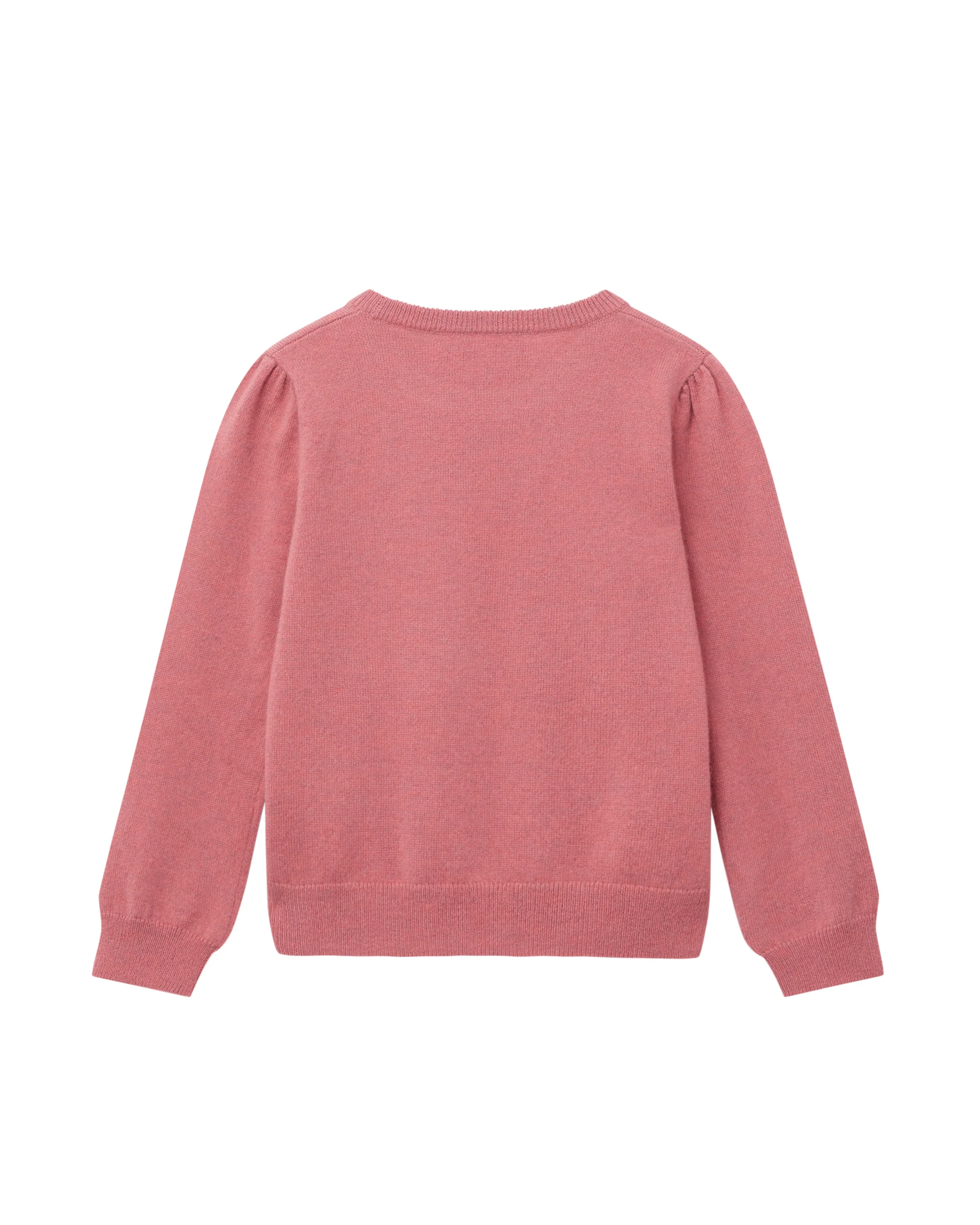 Girls Round Neck Cashmere Jumper Heather Pink - Image 2