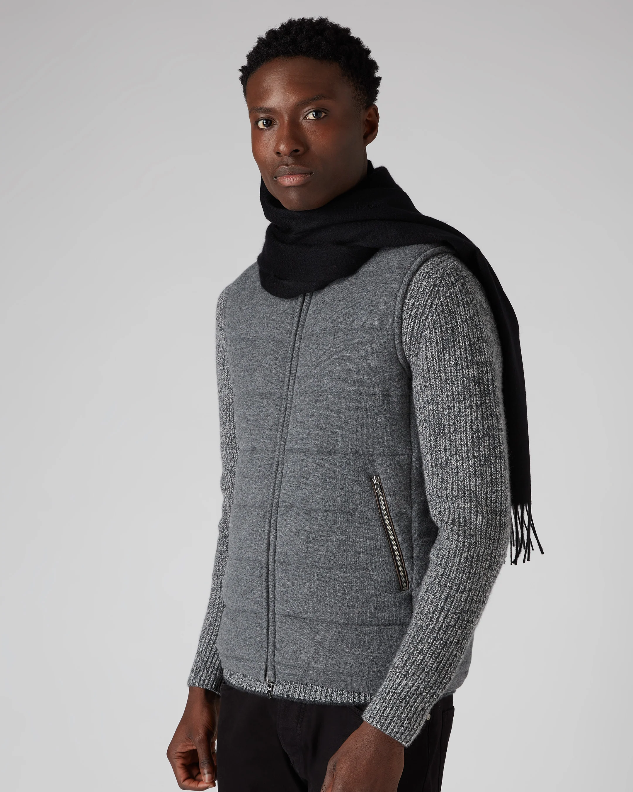 Unisex Large Woven Cashmere Scarf Black - Image 3