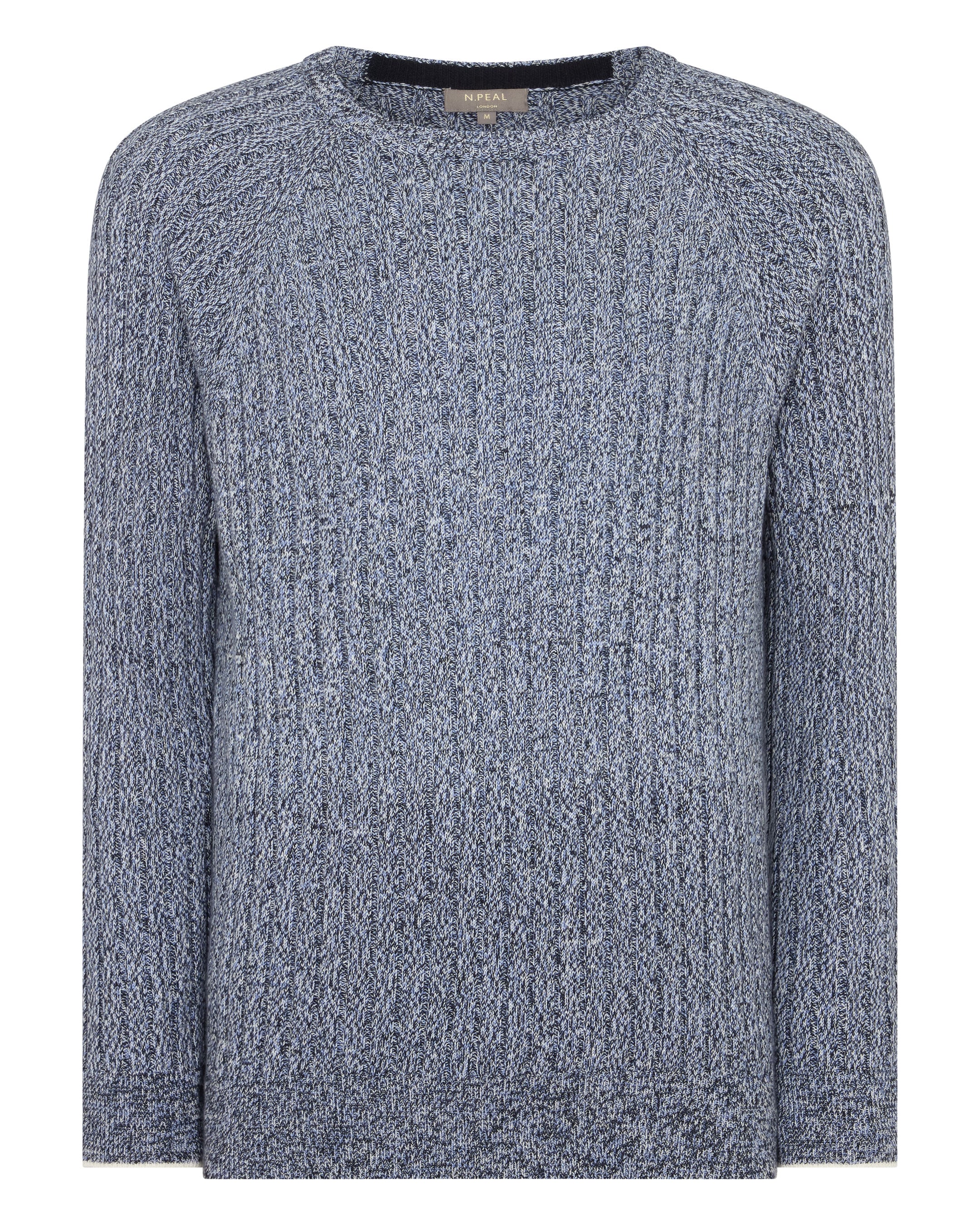 Men's Marl Cotton Cashmere Jumper Blue Marl - Image 2