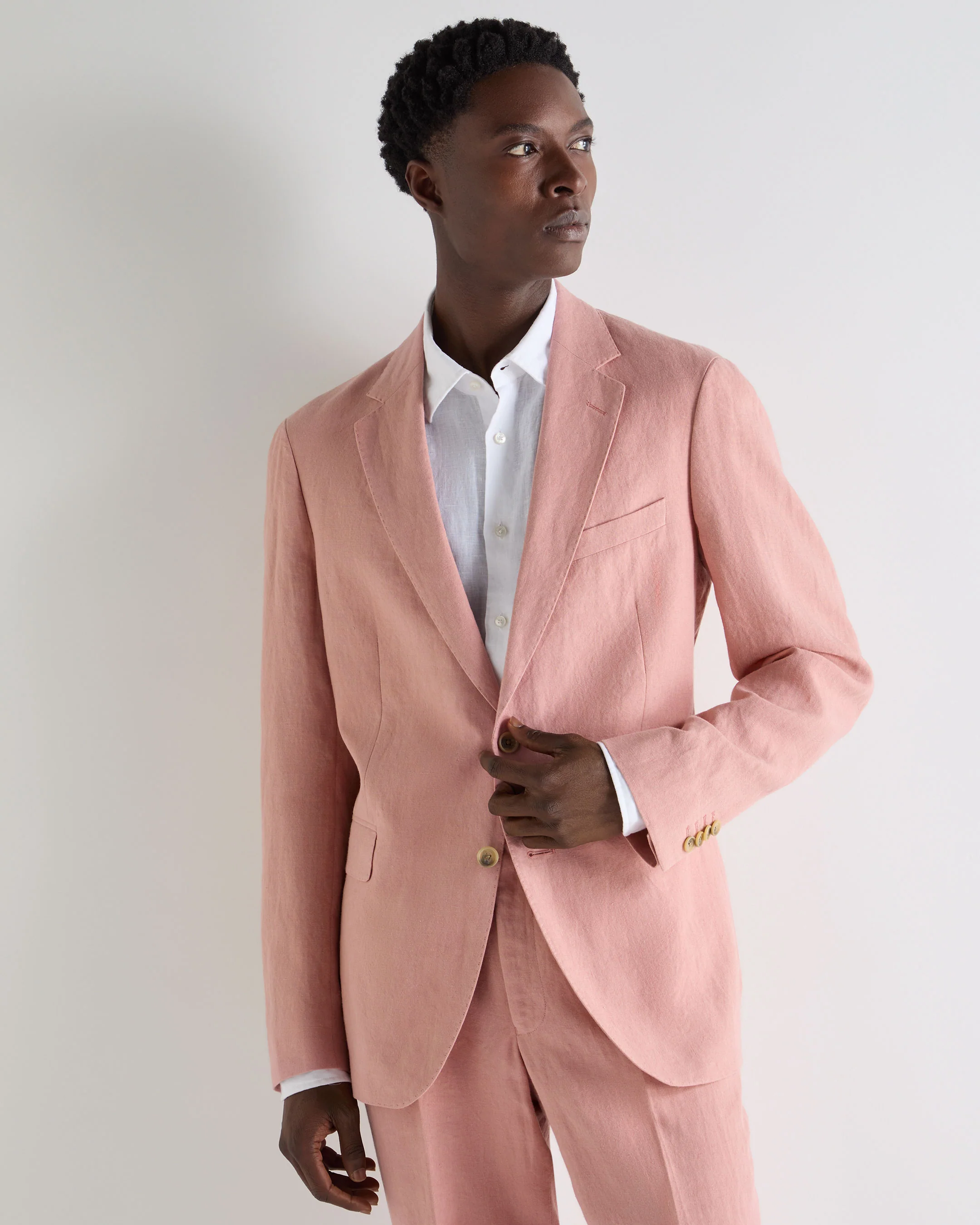 Men's Amalfi Linen Jacket Pink - Image 5