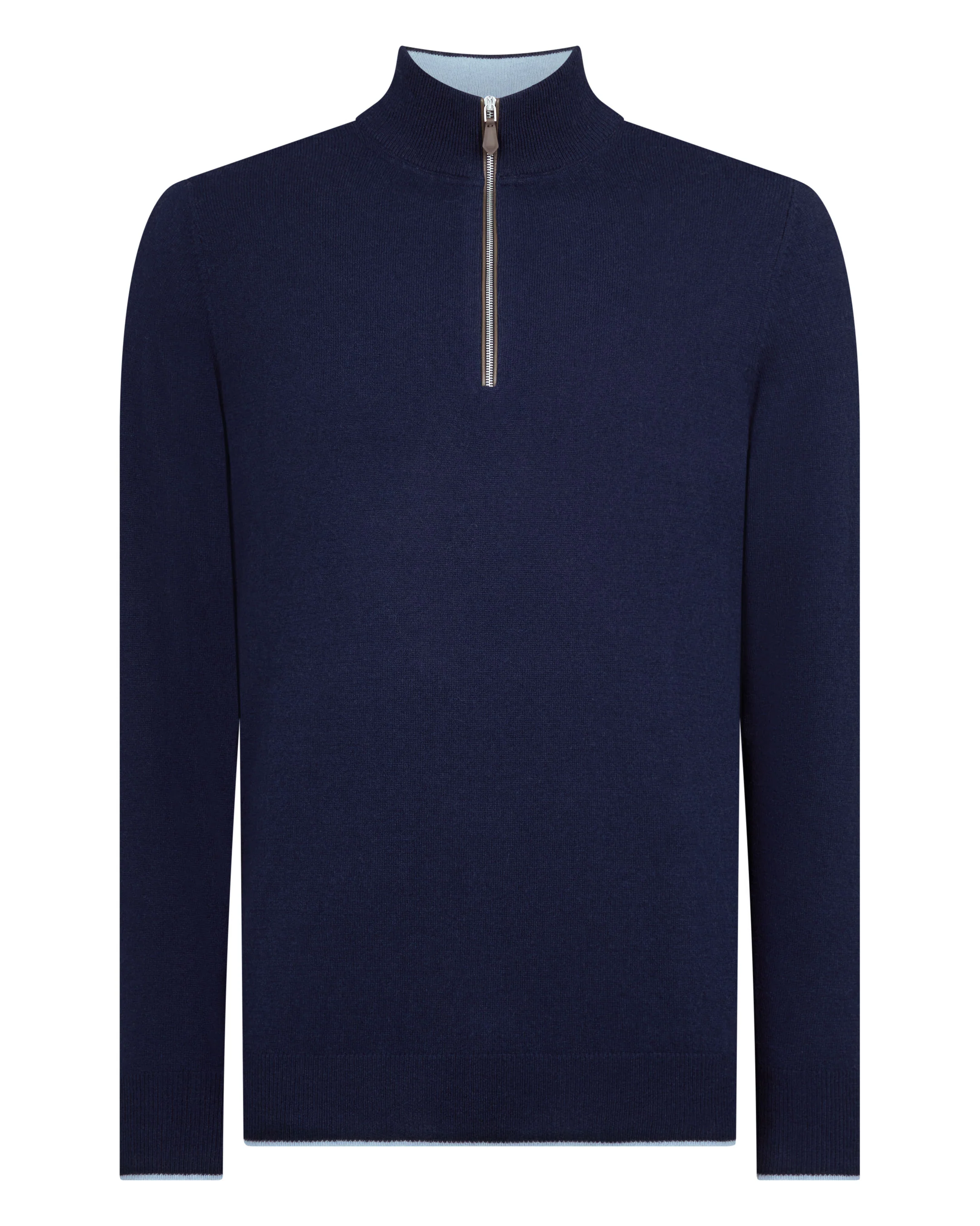 Men's Carnaby Half Zip Cashmere Jumper Deep French Blue - Image 2
