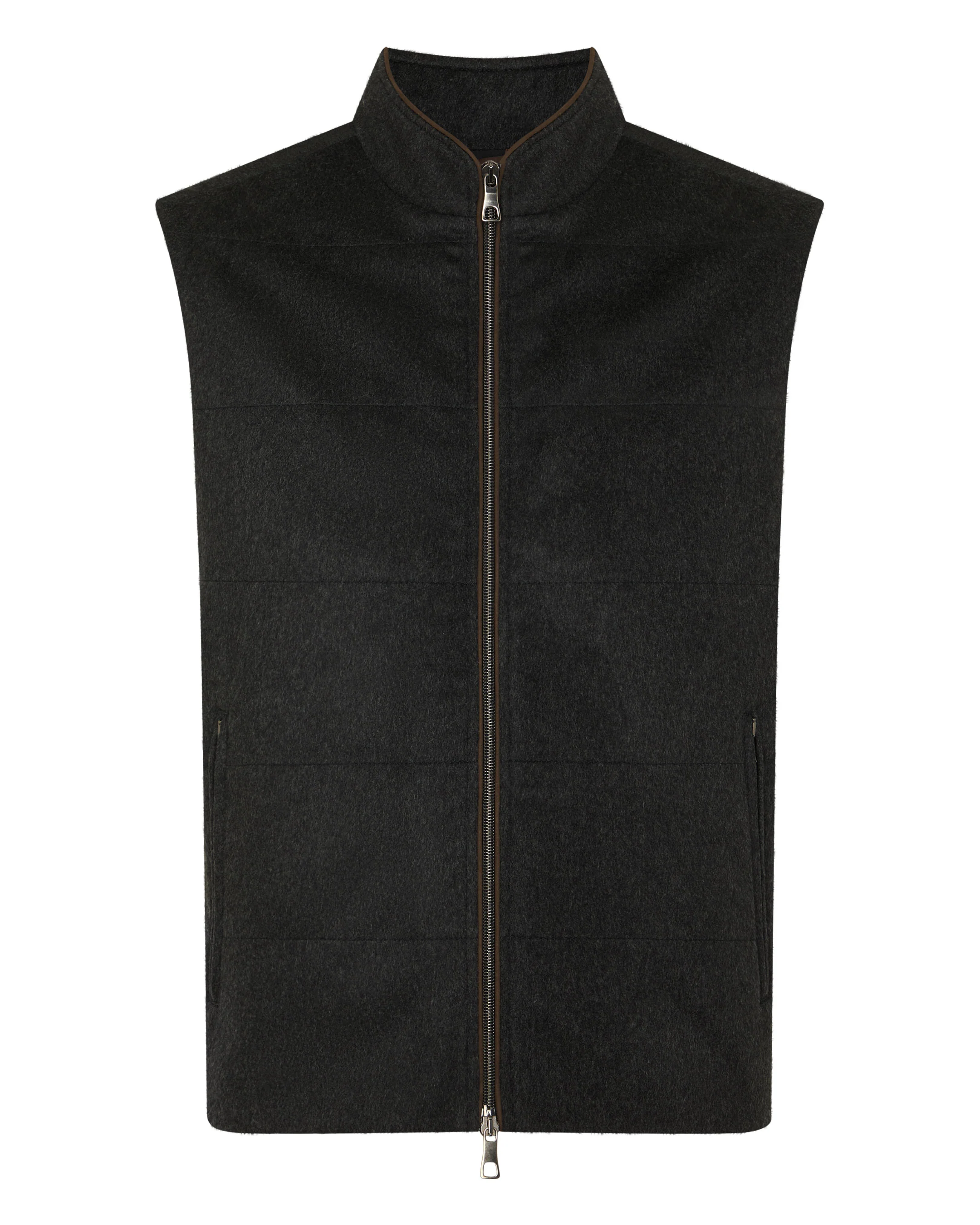 Men's Belgravia Cashmere Gilet Dark Charcoal Grey - Image 2