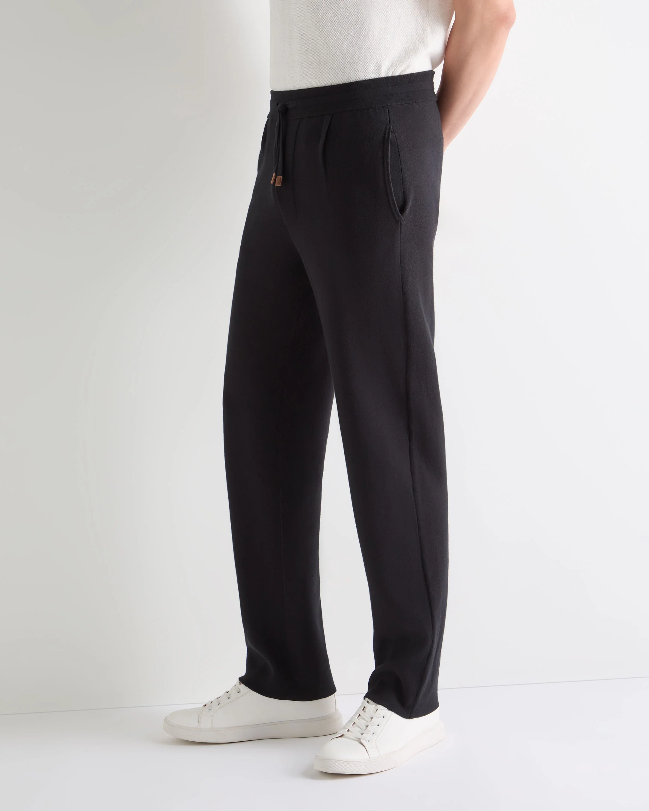 Men's Double Face Cotton Blend Trousers Black - Image 6