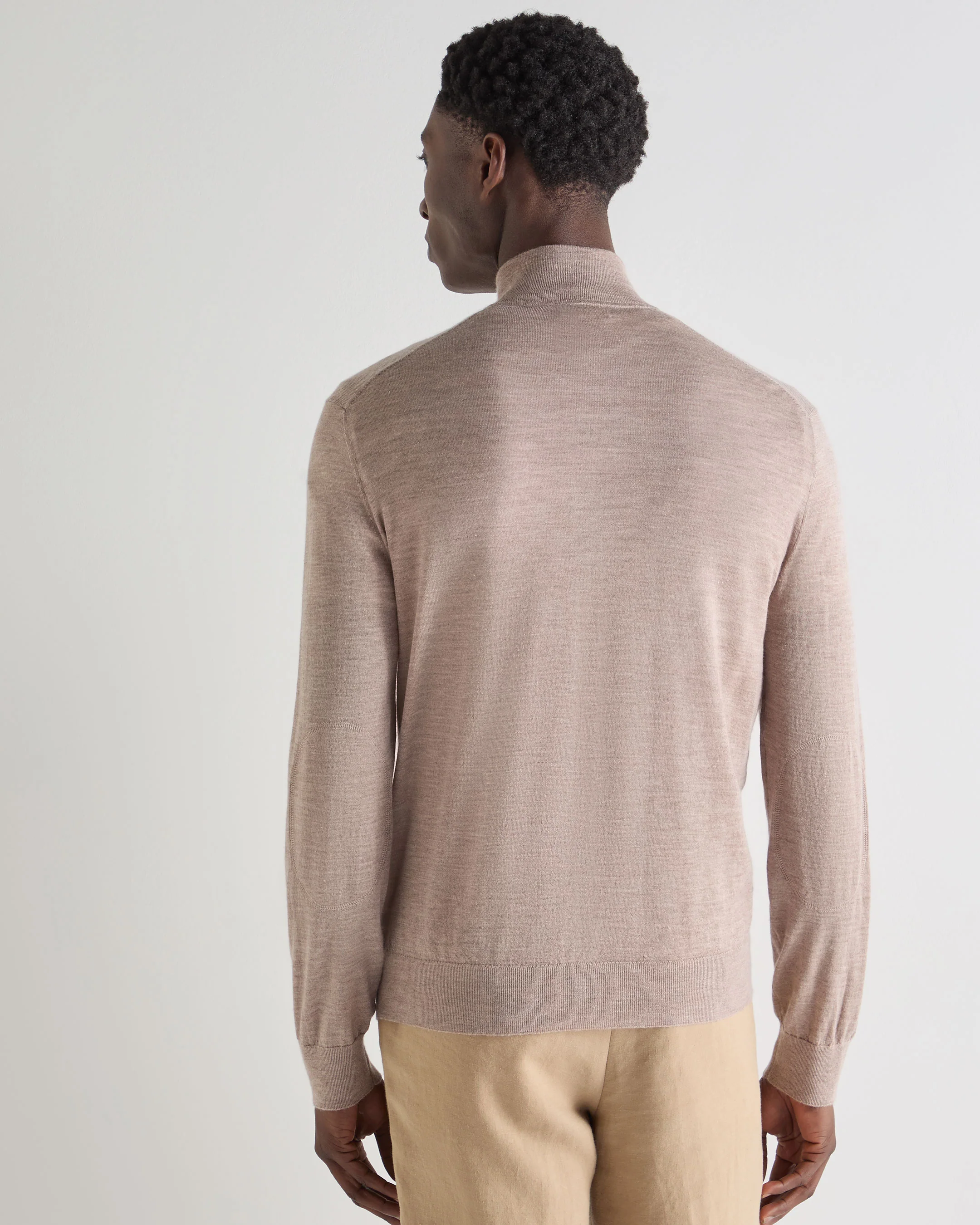 Men's Hyde Fine Gauge Cashmere Full Zip Jumper Soft Taupe Brown - Image 4