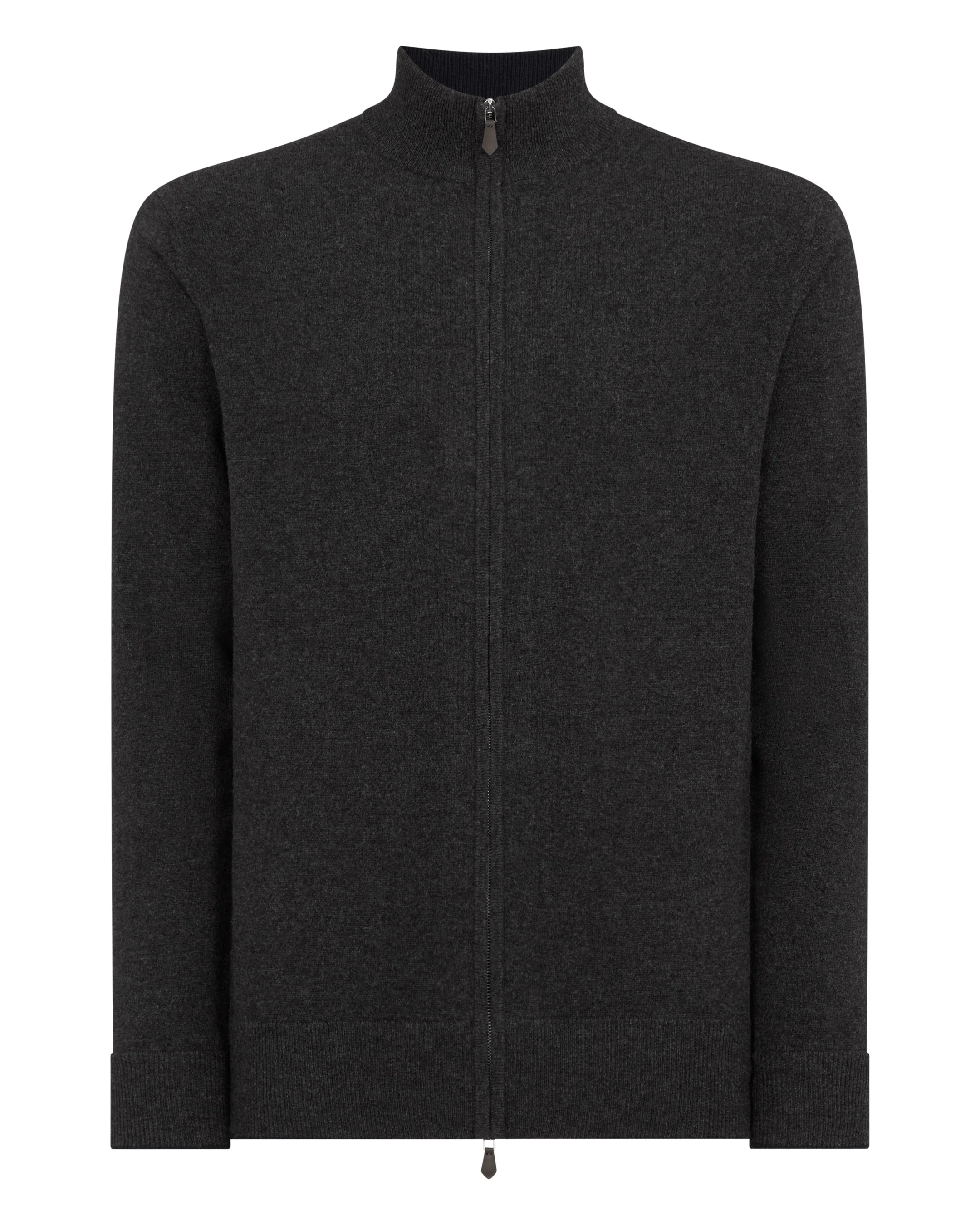 Men's Knightsbridge Full Zip Cashmere Jumper Deep Charcoal Grey - Image 2