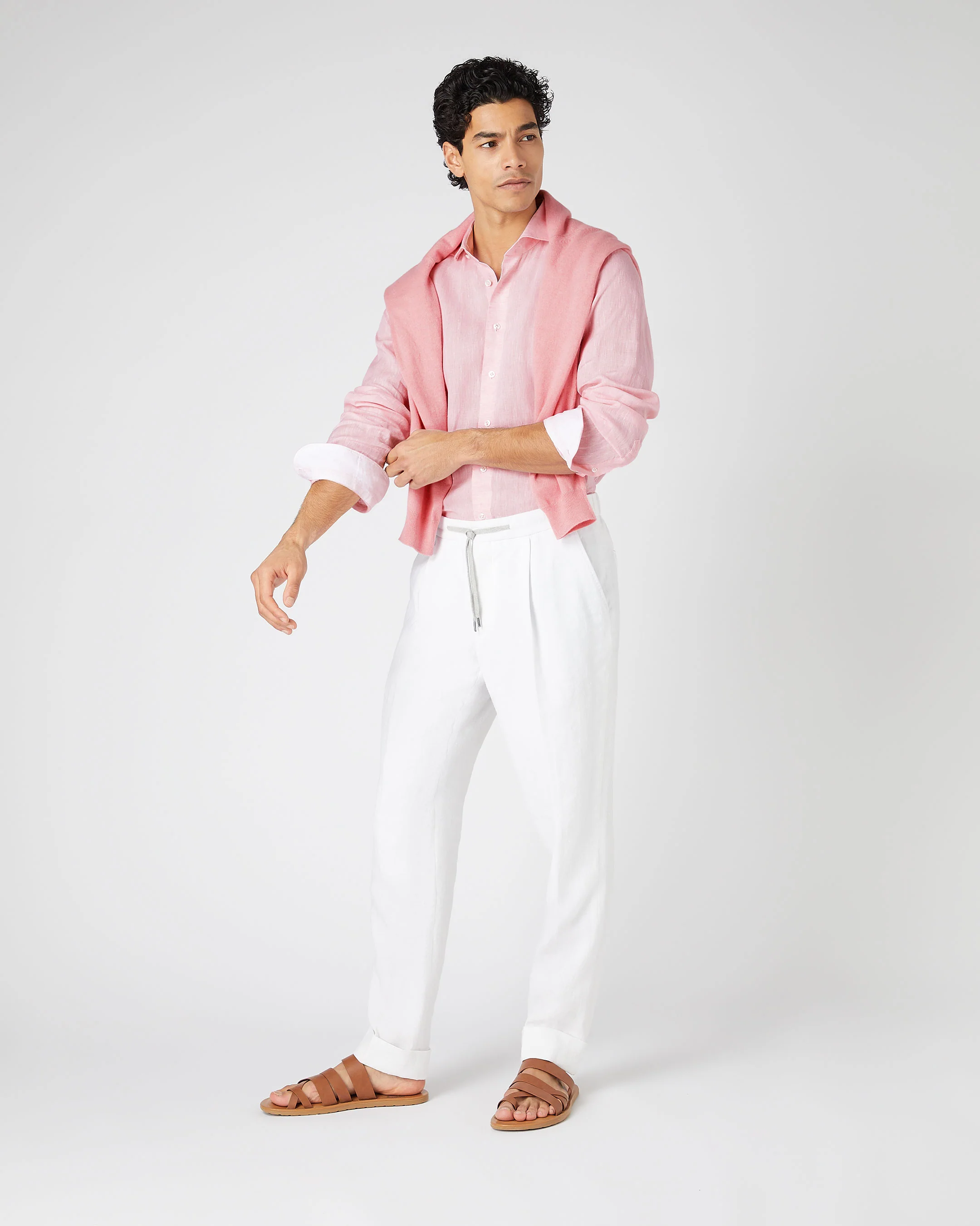Men's Cannes Linen Shirt Pink - Image 3