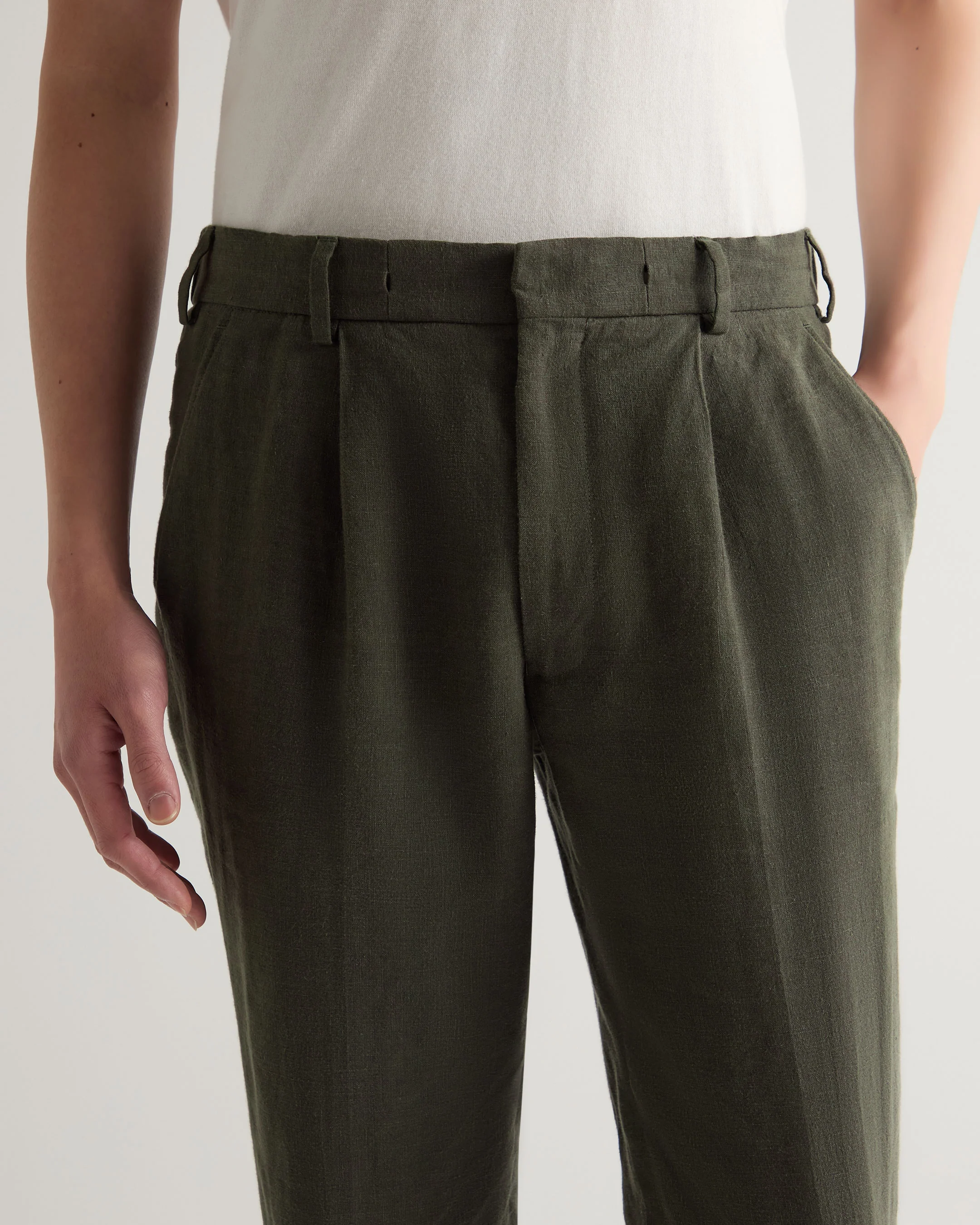 Men's Atrani Linen Trouser Arabica Khaki Green - Image 6