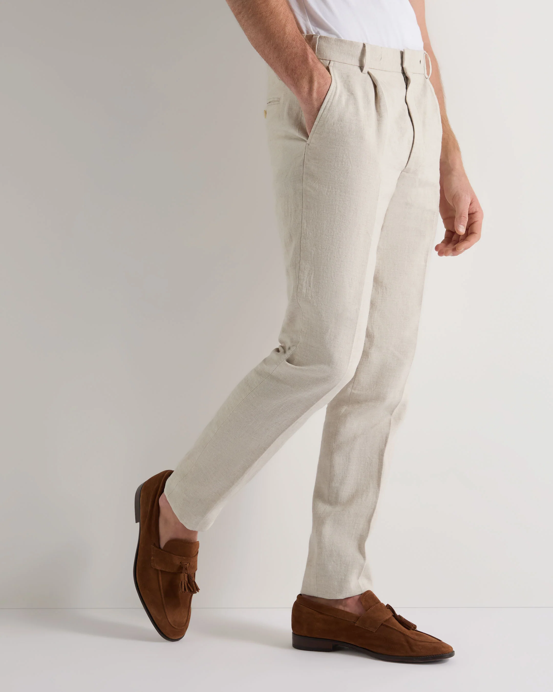 Men's Atrani Linen Trouser Sand Brown - Image 6