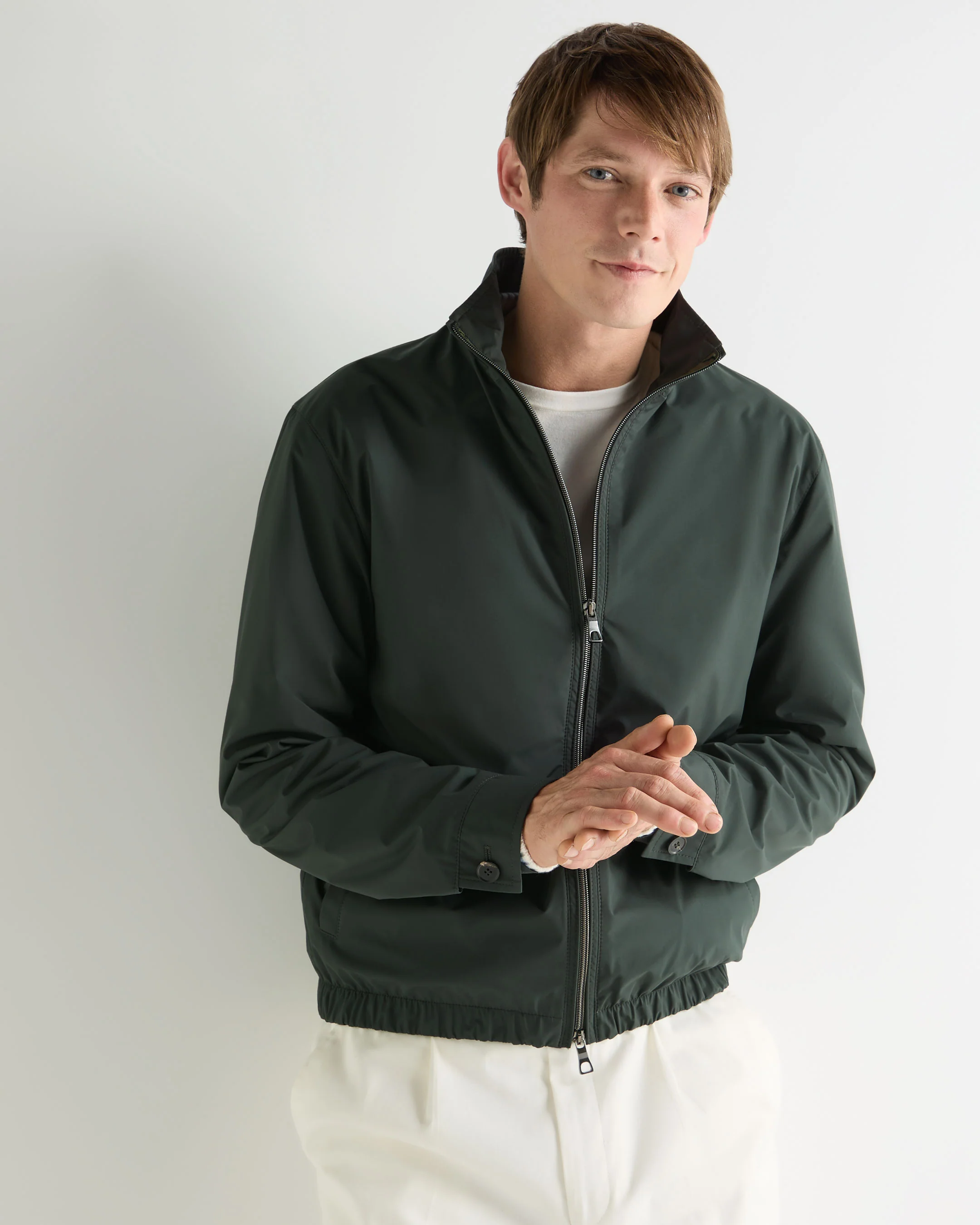 Men's Microfibre Blouson Jacket Dark Green