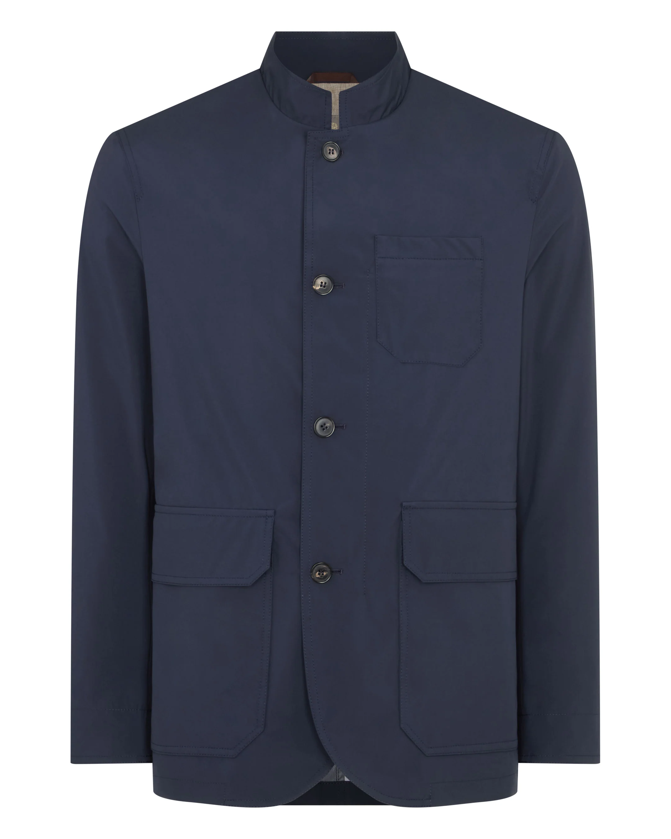 Men's Microfibre Stand Collar Jacket Navy Blue - Image 2