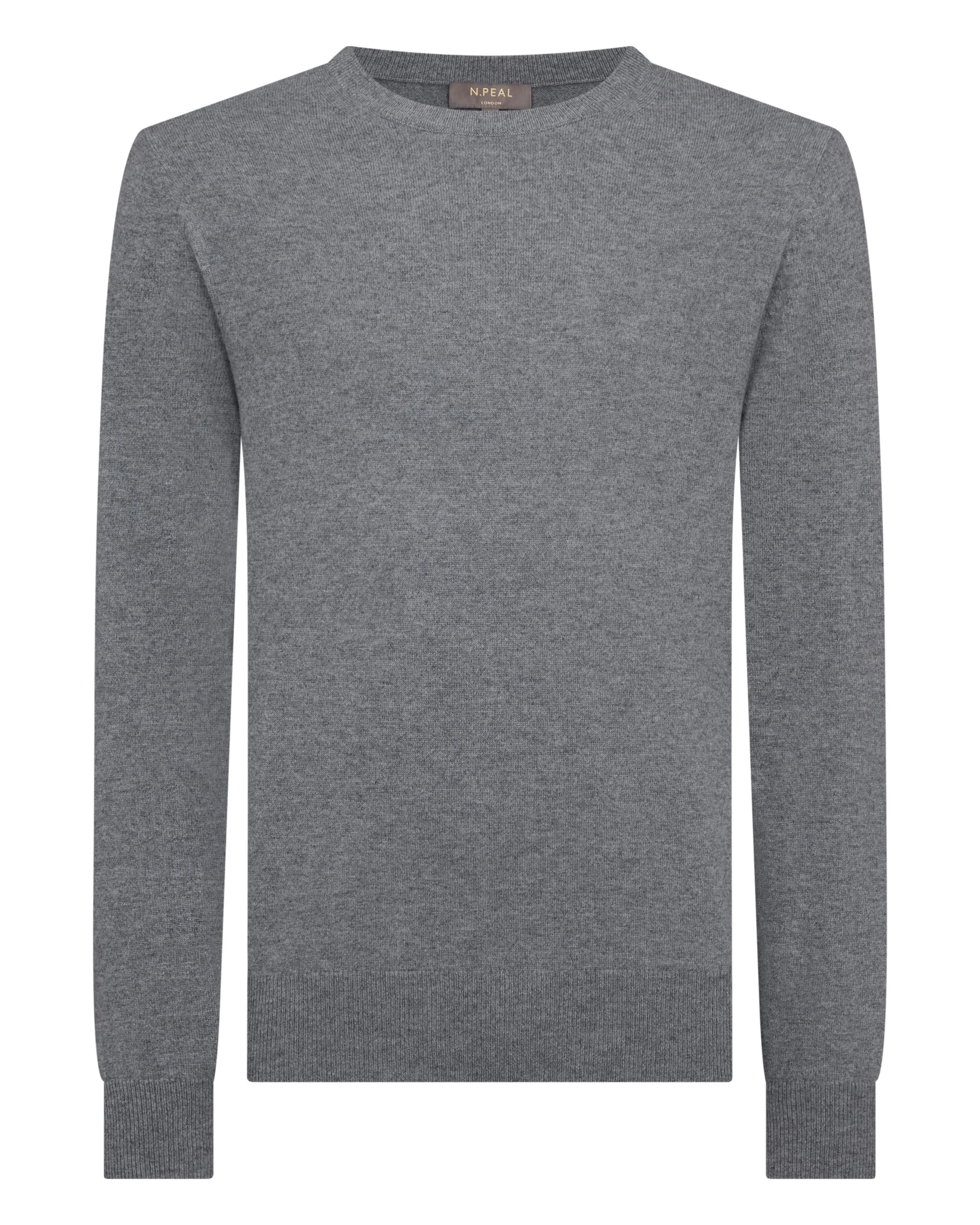 Men's Oxford Round Neck Cashmere Jumper Ash Grey - Image 2