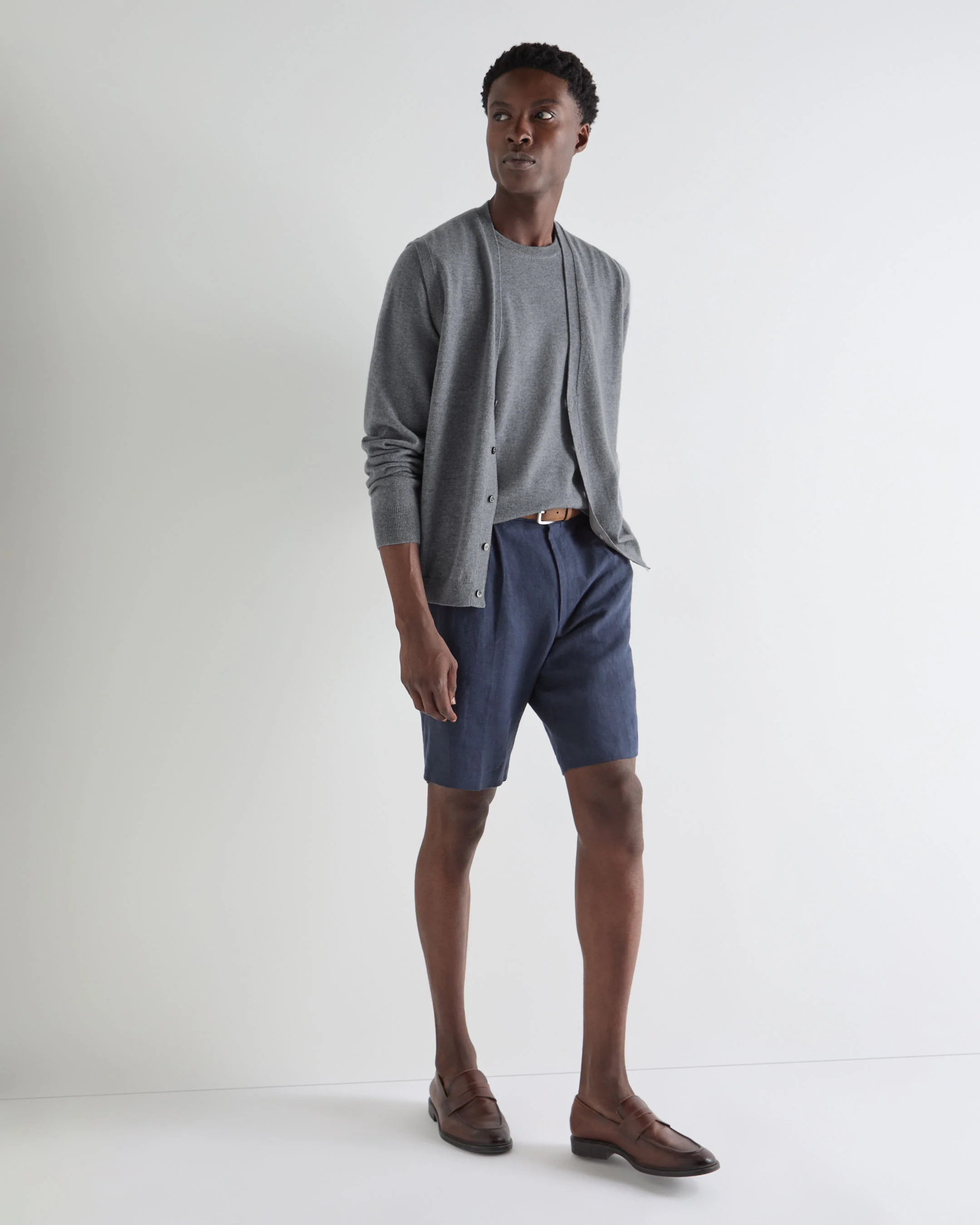 Men's Oxford Round Neck Cashmere Jumper Ash Grey - Image 3