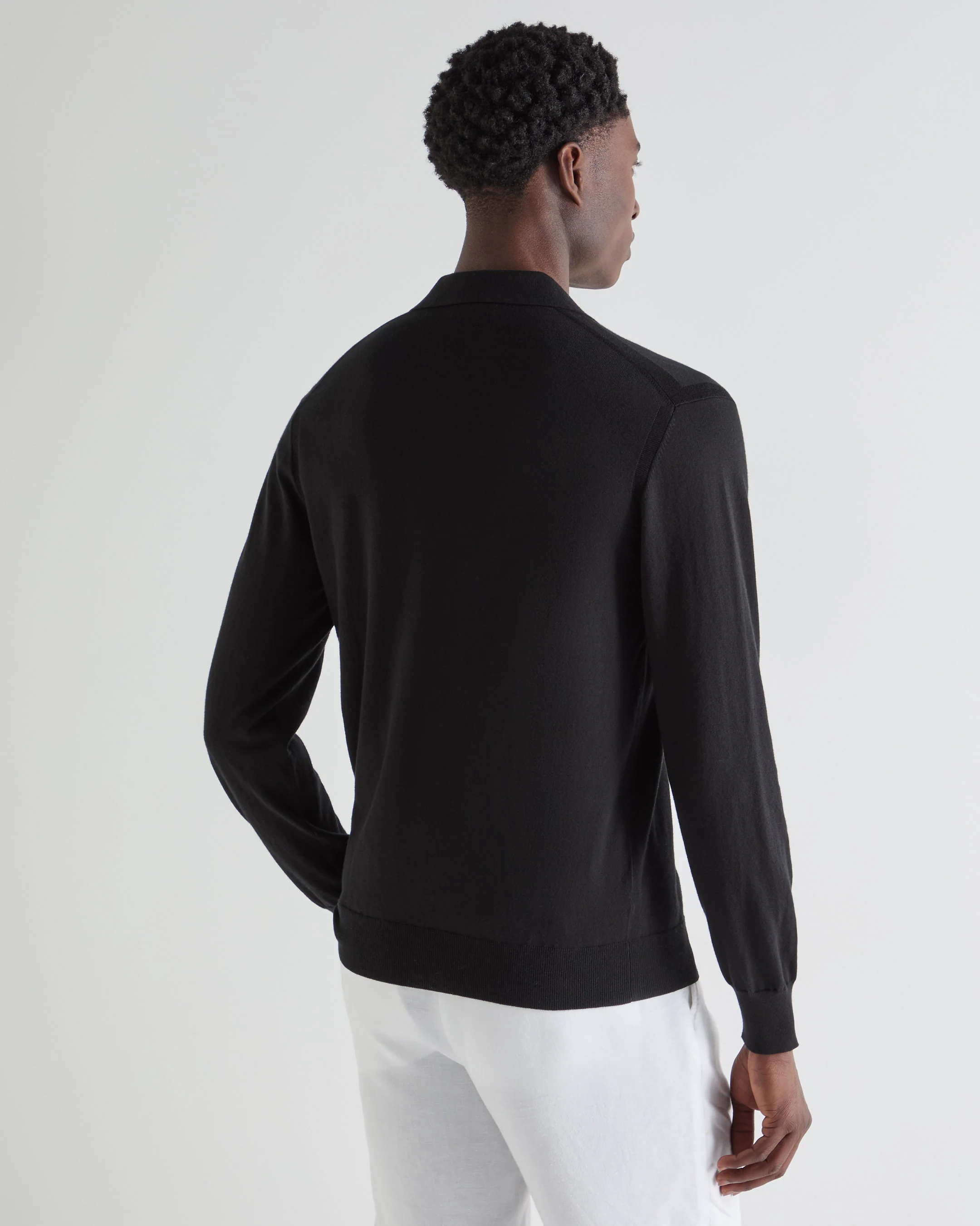Men's Padstow Cotton Cashmere Polo Shirt Black - Image 4