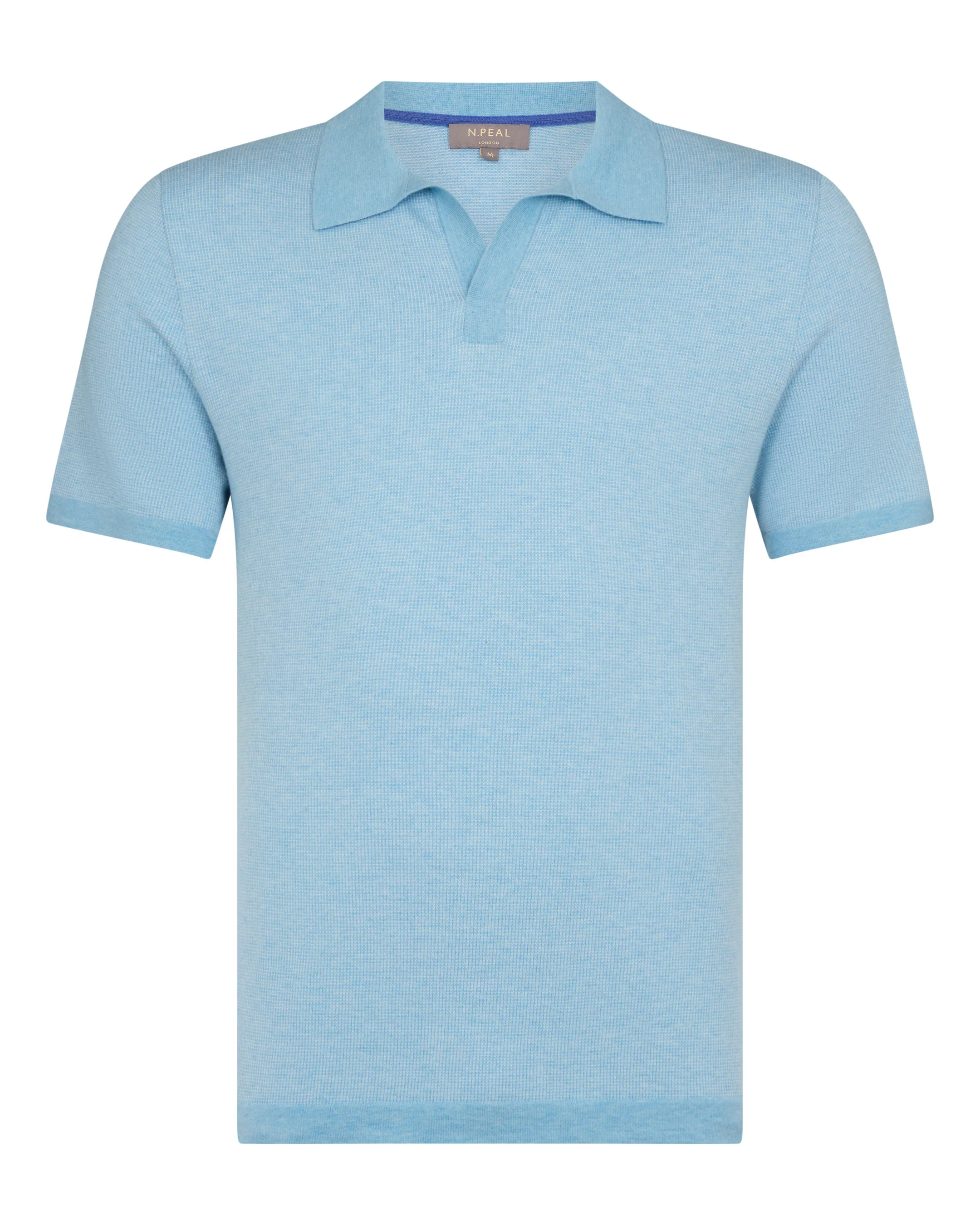 Men's Polo Cotton Cashmere T-Shirt Cornflower Blue - Image 2