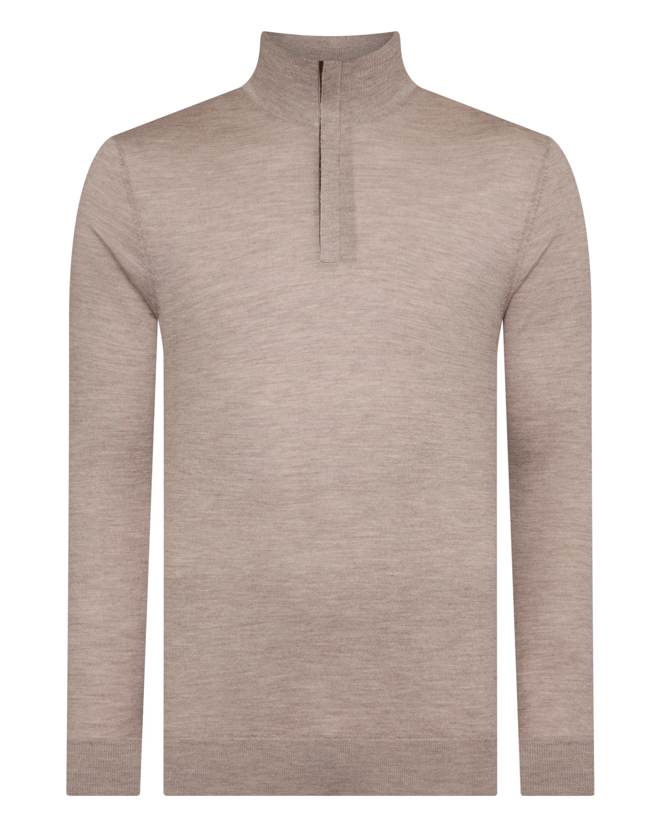 Men's Regent Fine Gauge Cashmere Half Zip Jumper Soft Taupe Brown - Image 2
