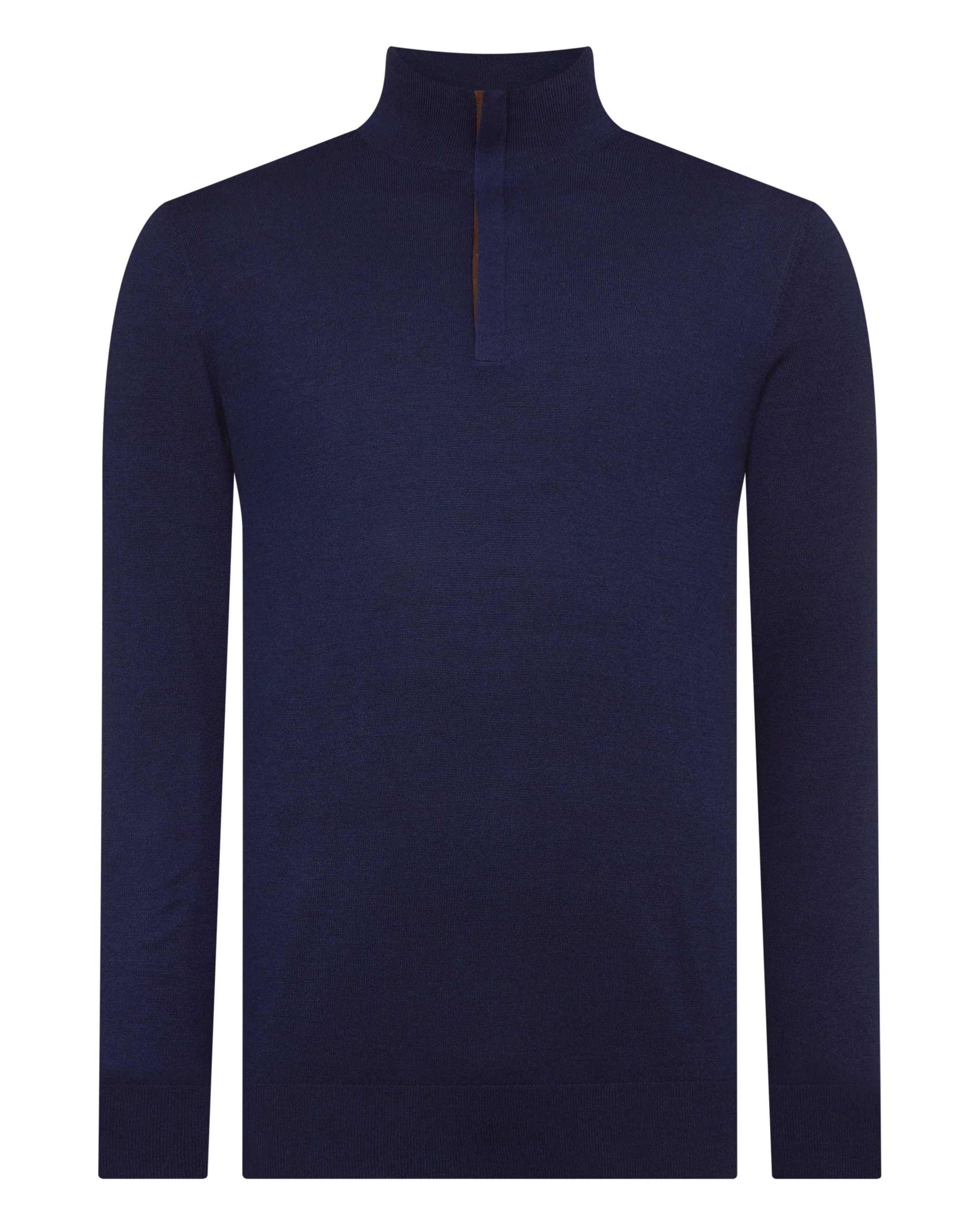 Men's Regent Fine Gauge Cashmere Half Zip Jumper Summer Navy Blue - Image 2