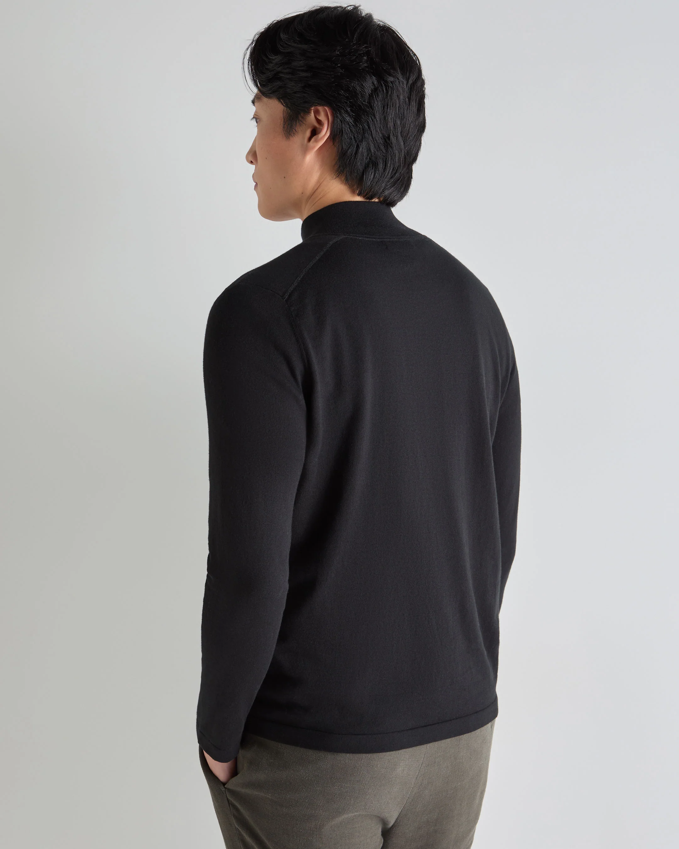 Men's Salcombe Half Zip Cotton Cashmere Jumper Black - Image 5