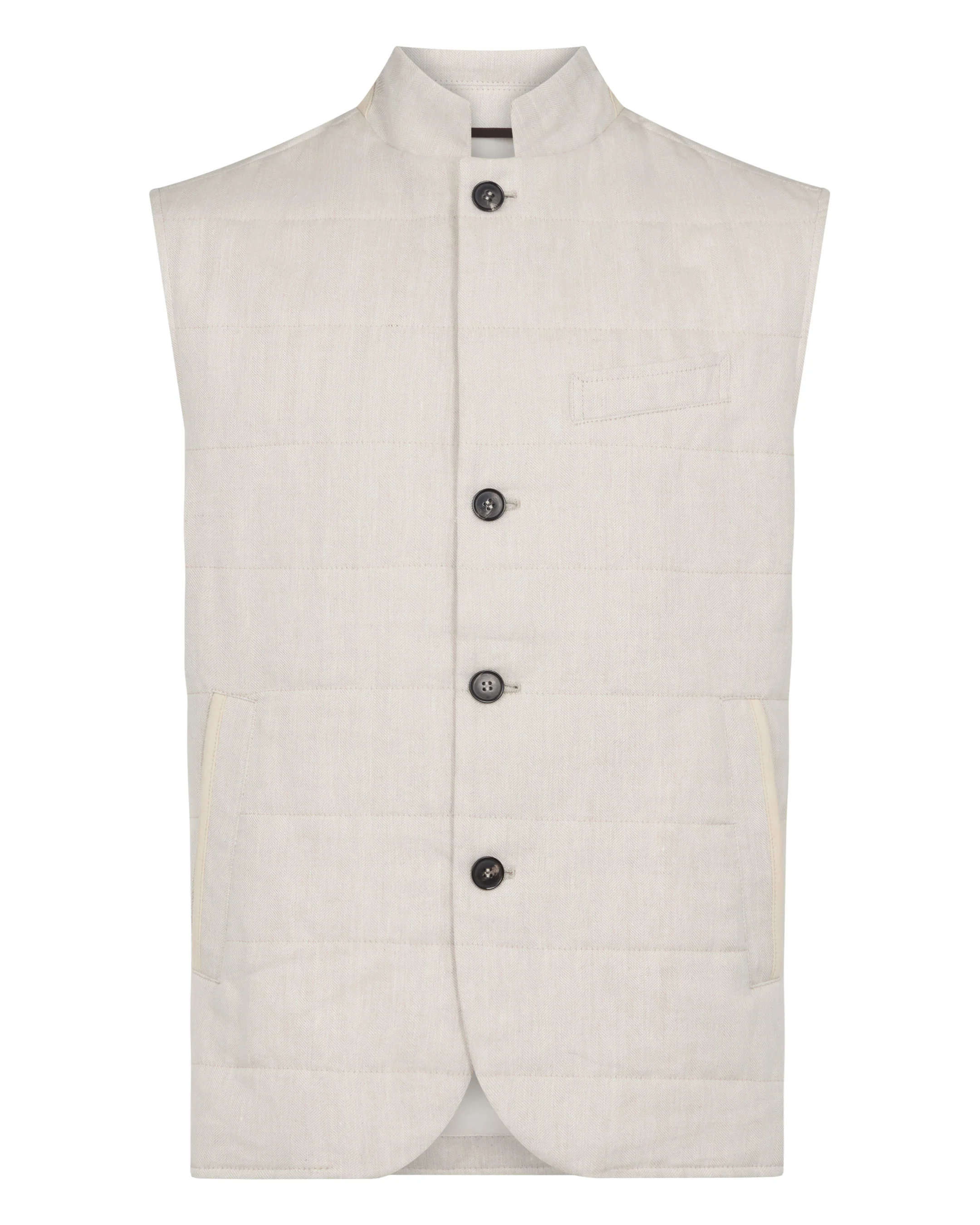 Men's Seville Linen Gilet Chalk White - Image 2
