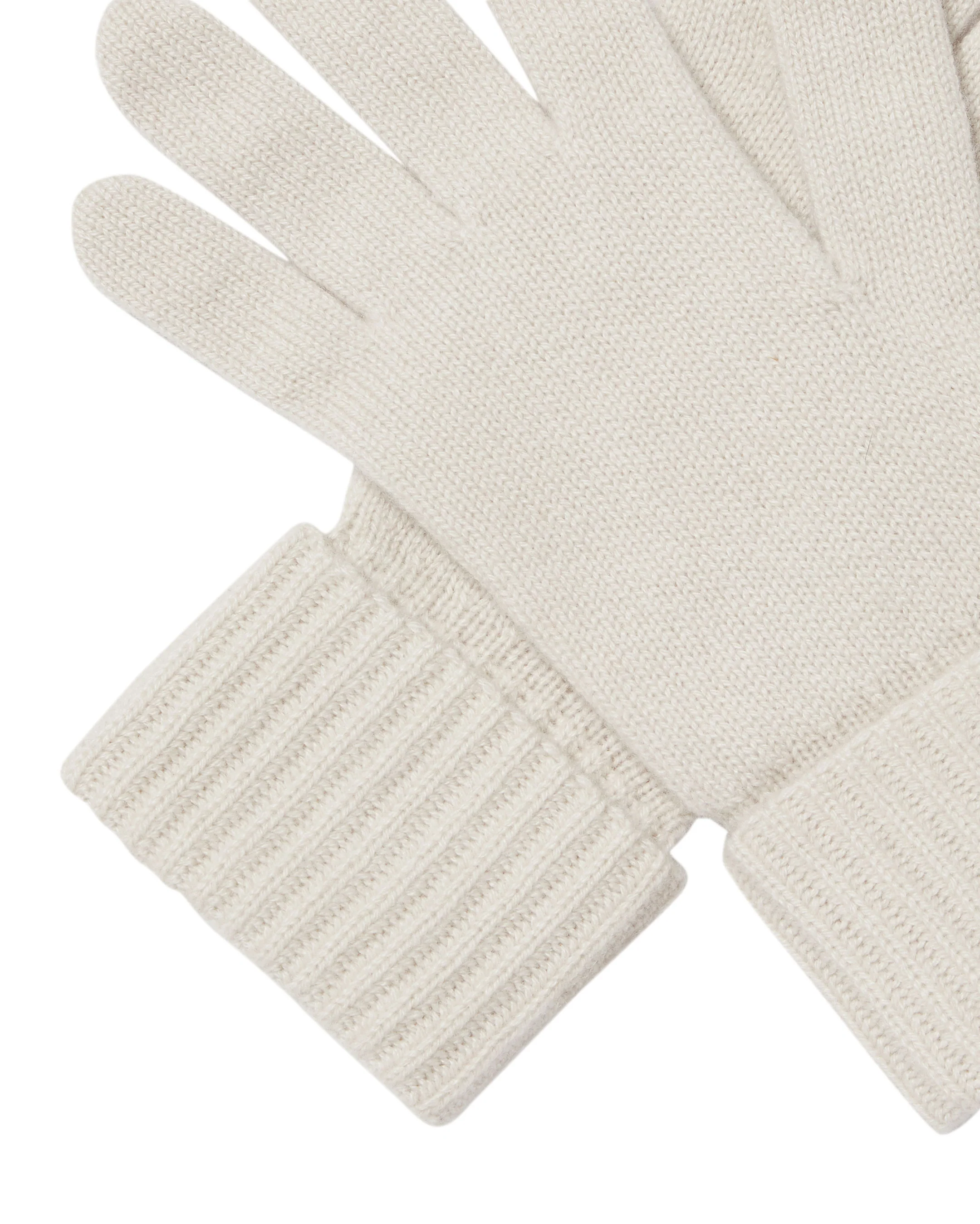 Women's Ribbed Cashmere Gloves Snow Grey - Image 2