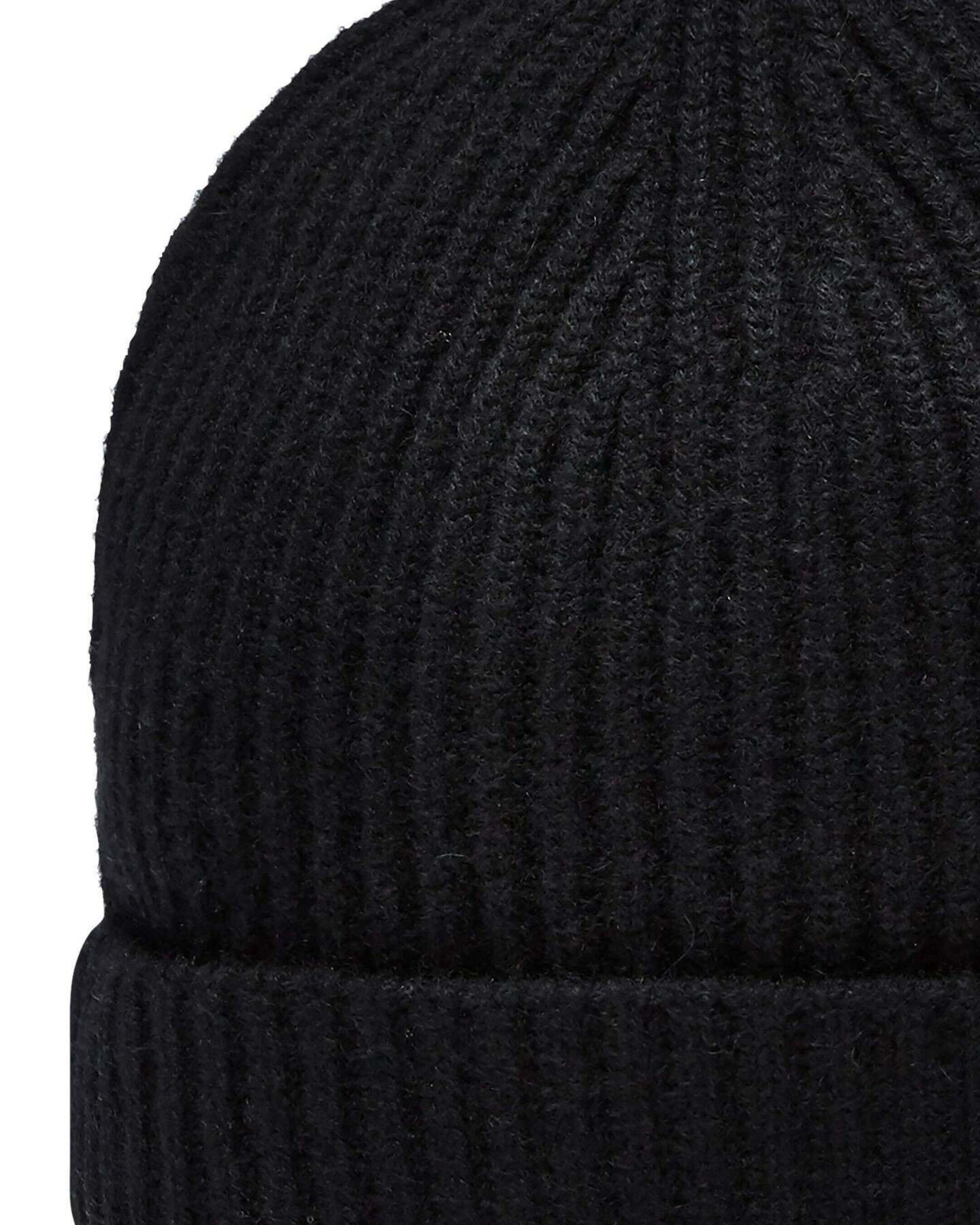 Unisex Ribbed Cashmere Hat Black - Image 2