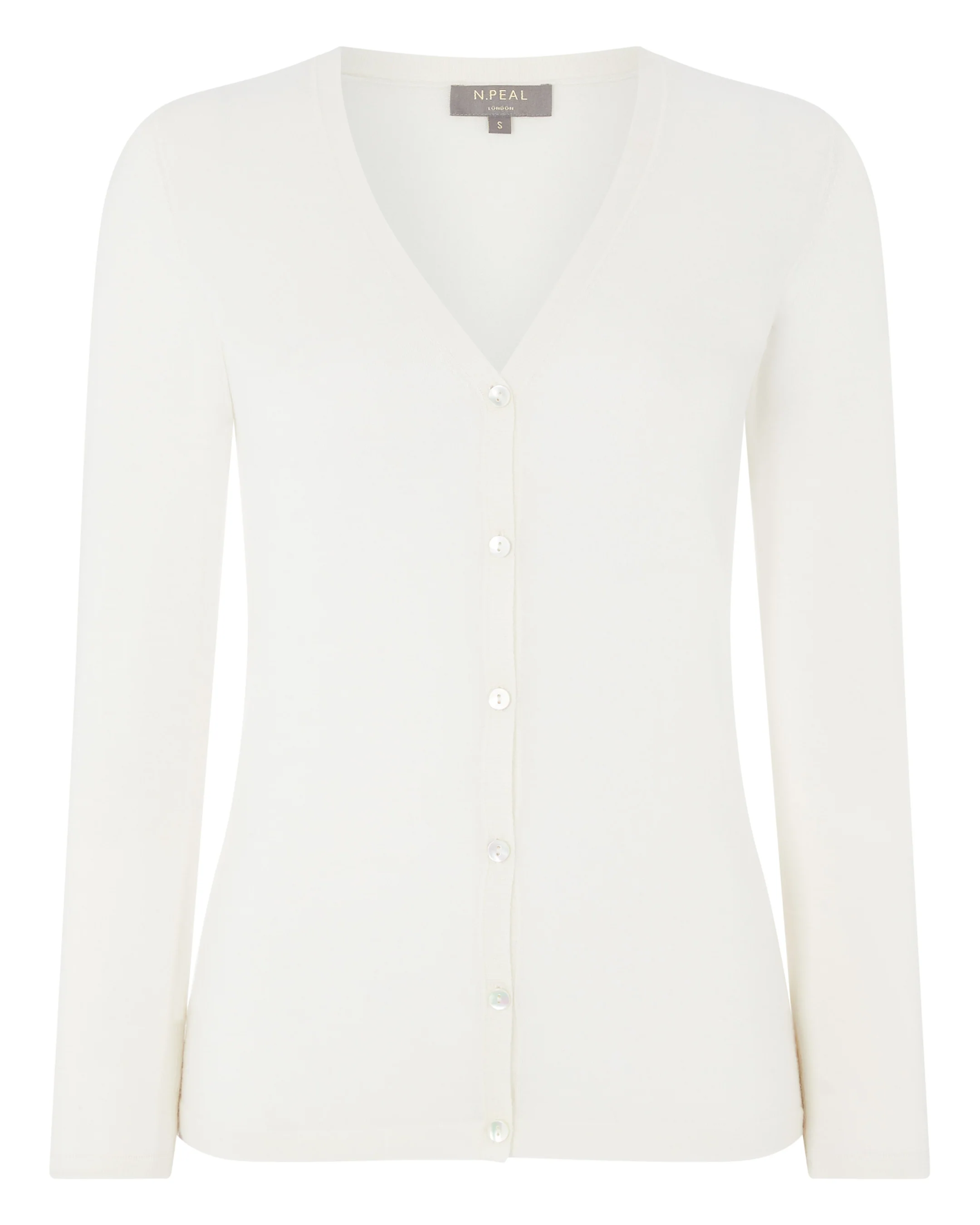 Women's Mia Superfine Cashmere V Neck Cardigan New Ivory White - Image 2