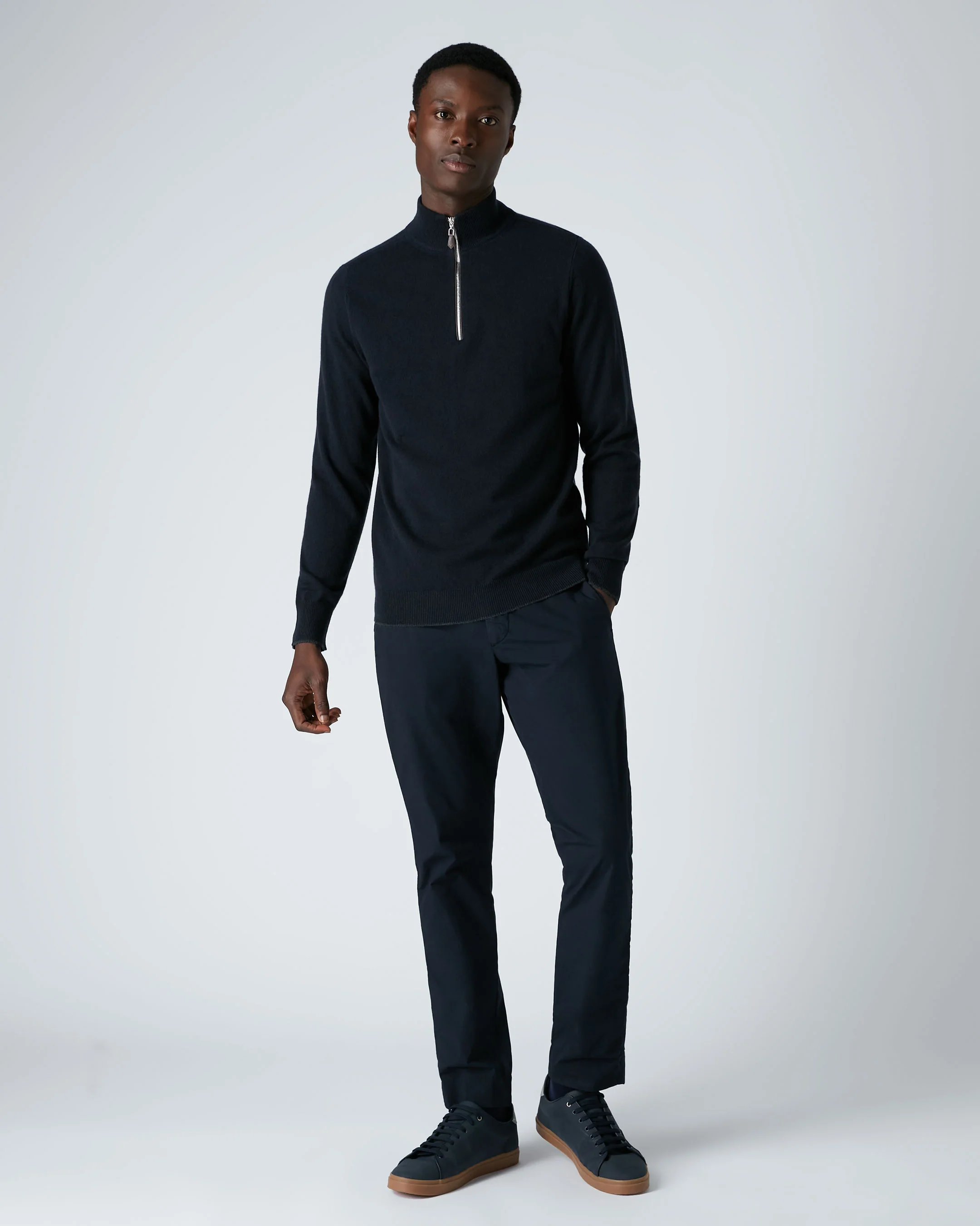 Men's Carnaby Half Zip Cashmere Jumper Navy Blue - Image 3