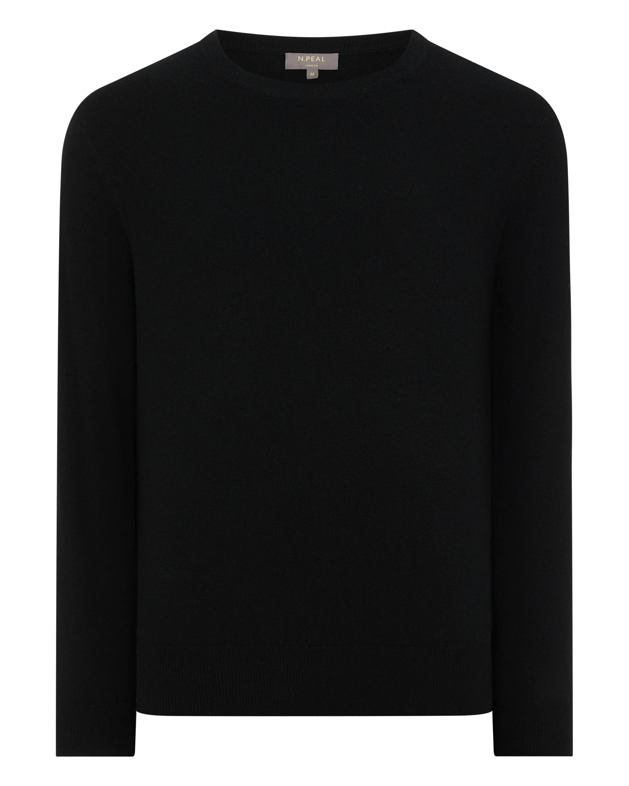 Men's Oxford Round Neck Cashmere Jumper Black - Image 2