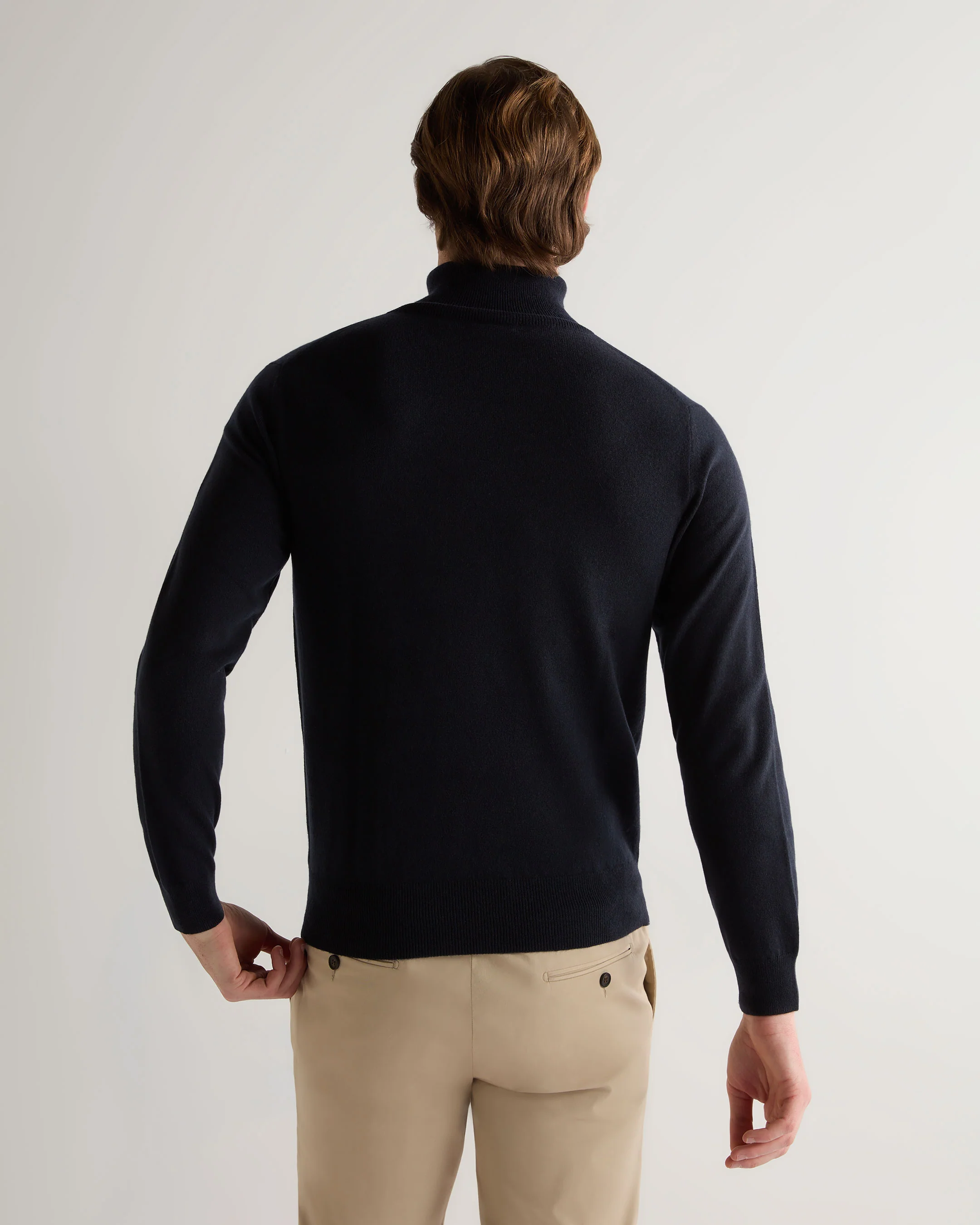 Men's Trafalgar Roll Neck Cashmere Jumper Navy Blue - Image 4