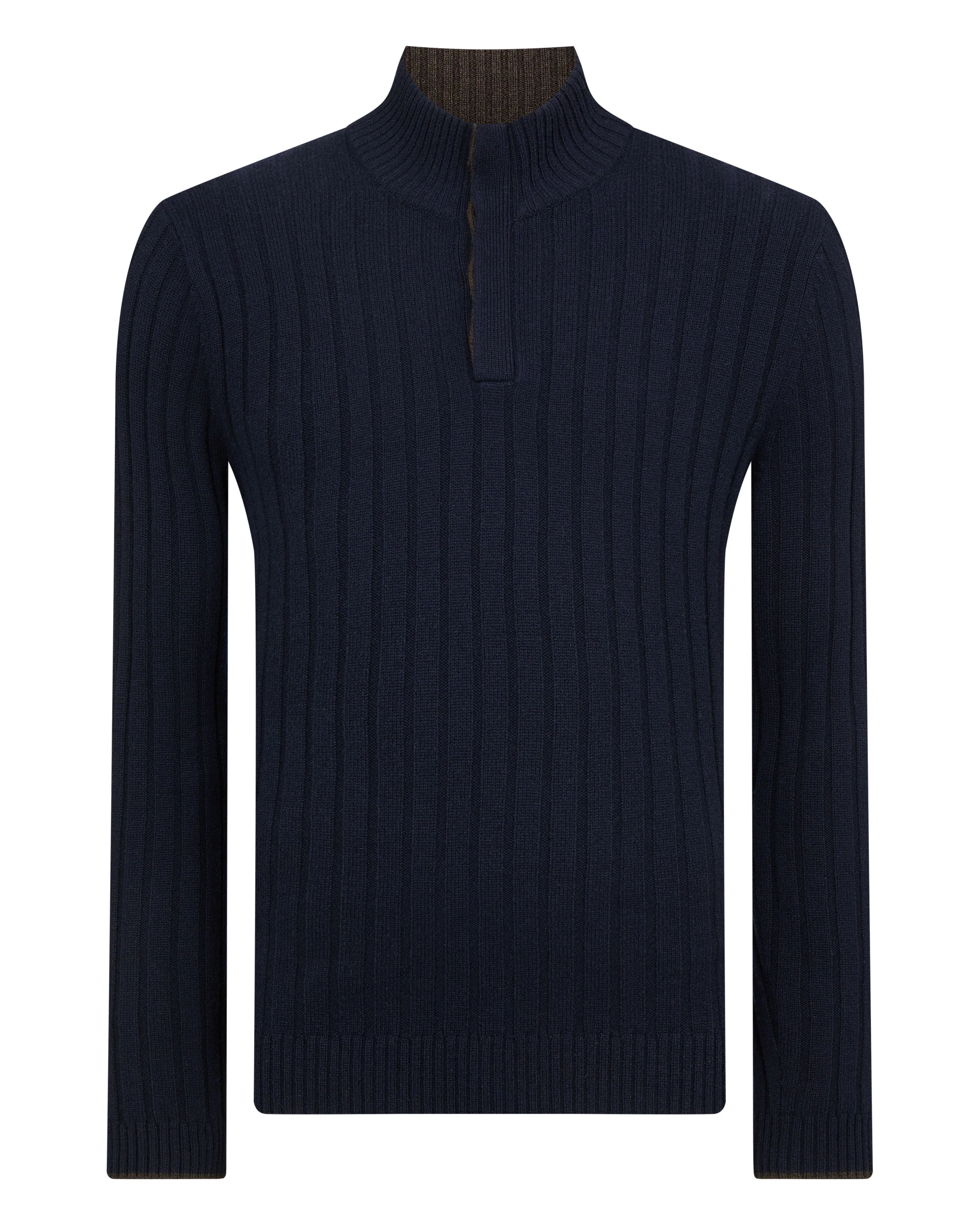 TUCCI RIB HALF BUTTON SWEATER Navy Blue - Image 2