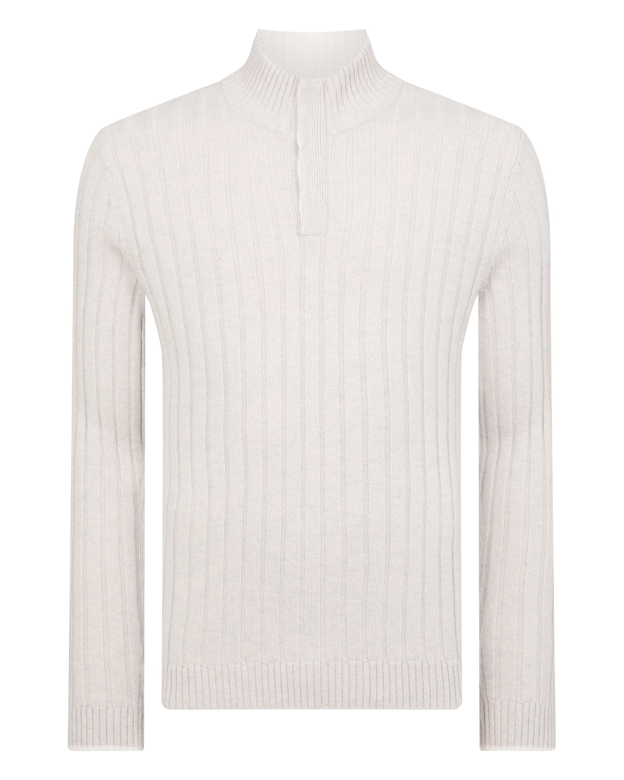 TUCCI RIB HALF BUTTON SWEATER Pebble Grey - Image 2