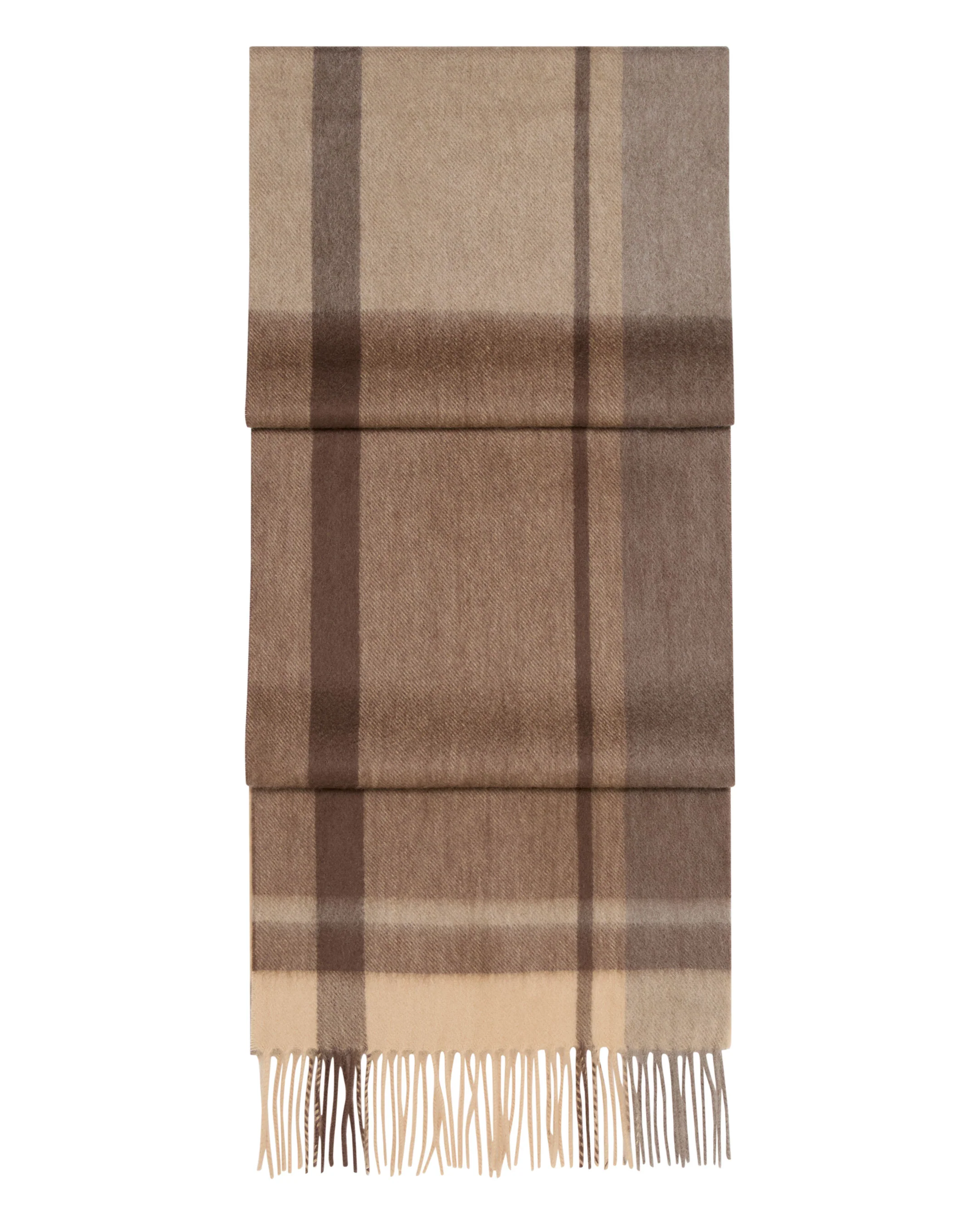 Unisex Cashmere Check Scarf Brown + Camel