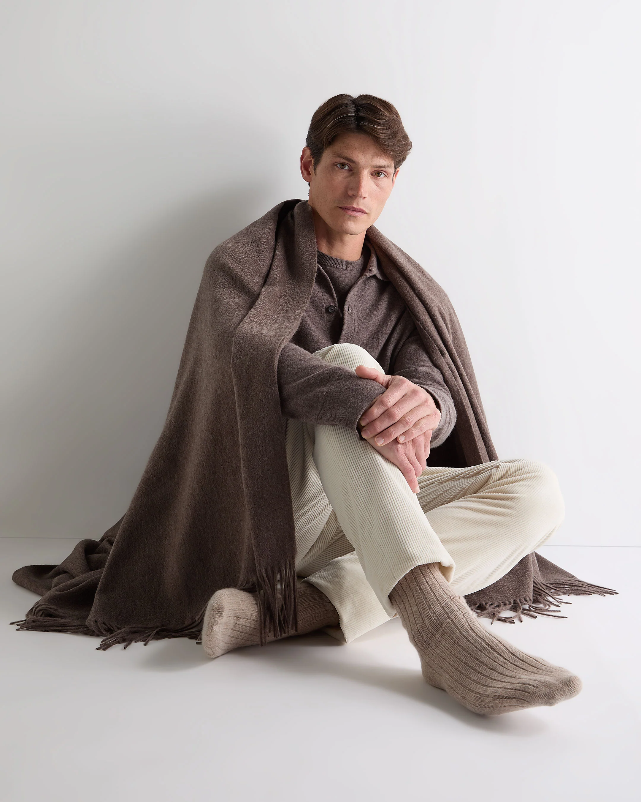 Unisex Woven Cashmere Blanket Otter Brown - Image 2