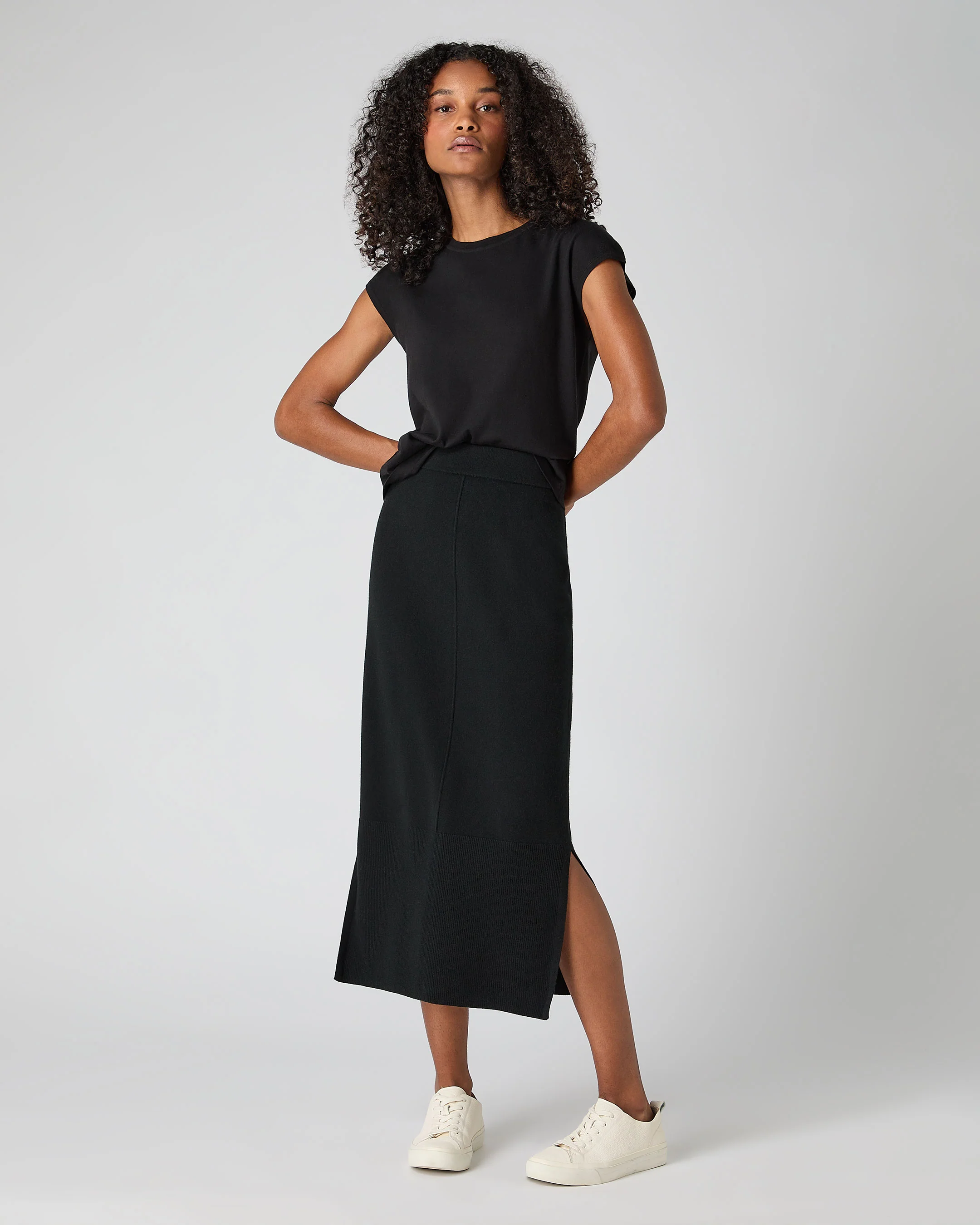 Women's Cotton Cashmere Silk Top Black - Image 3