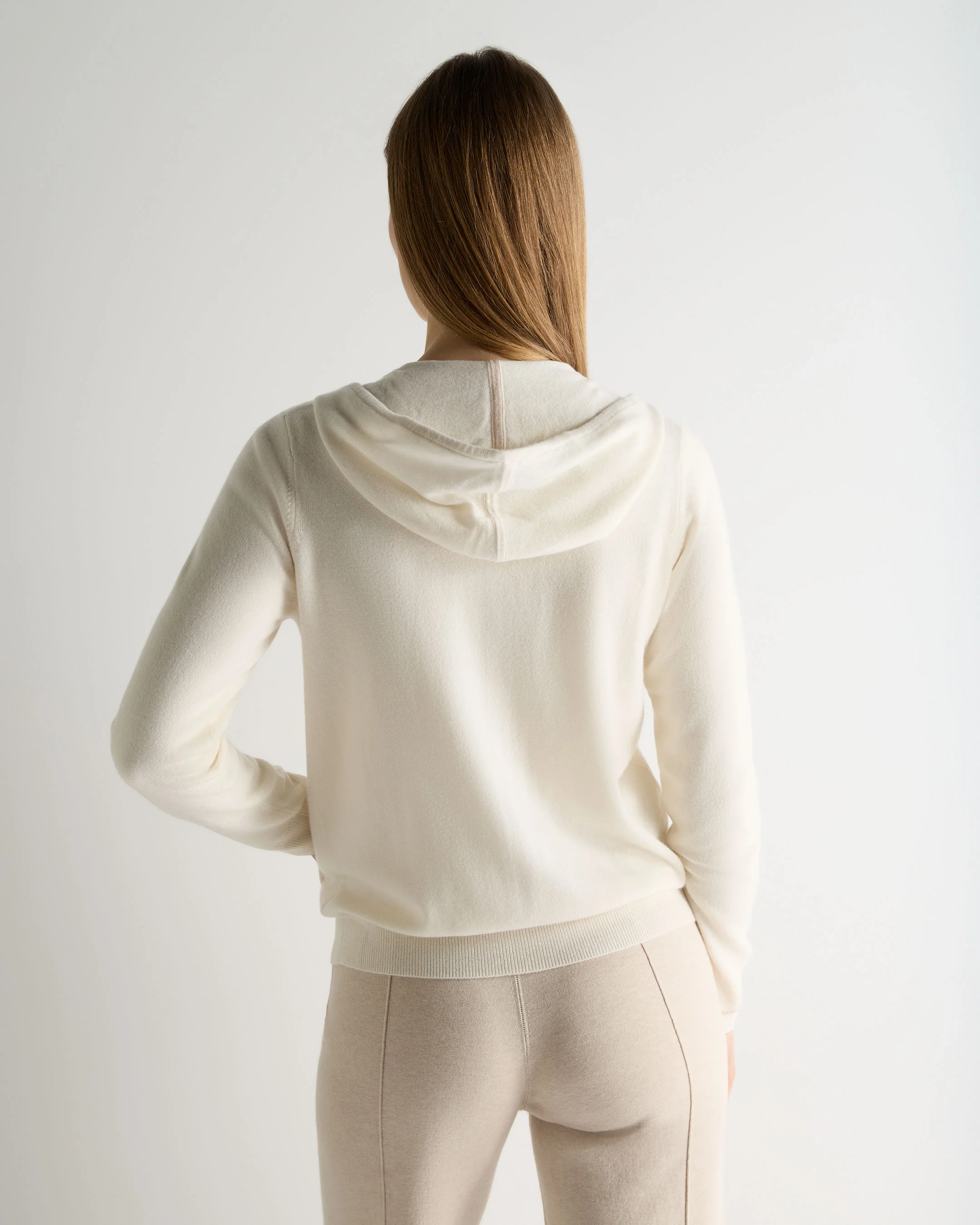 Women's Ada Cashmere Hoodie New Ivory White - Image 4