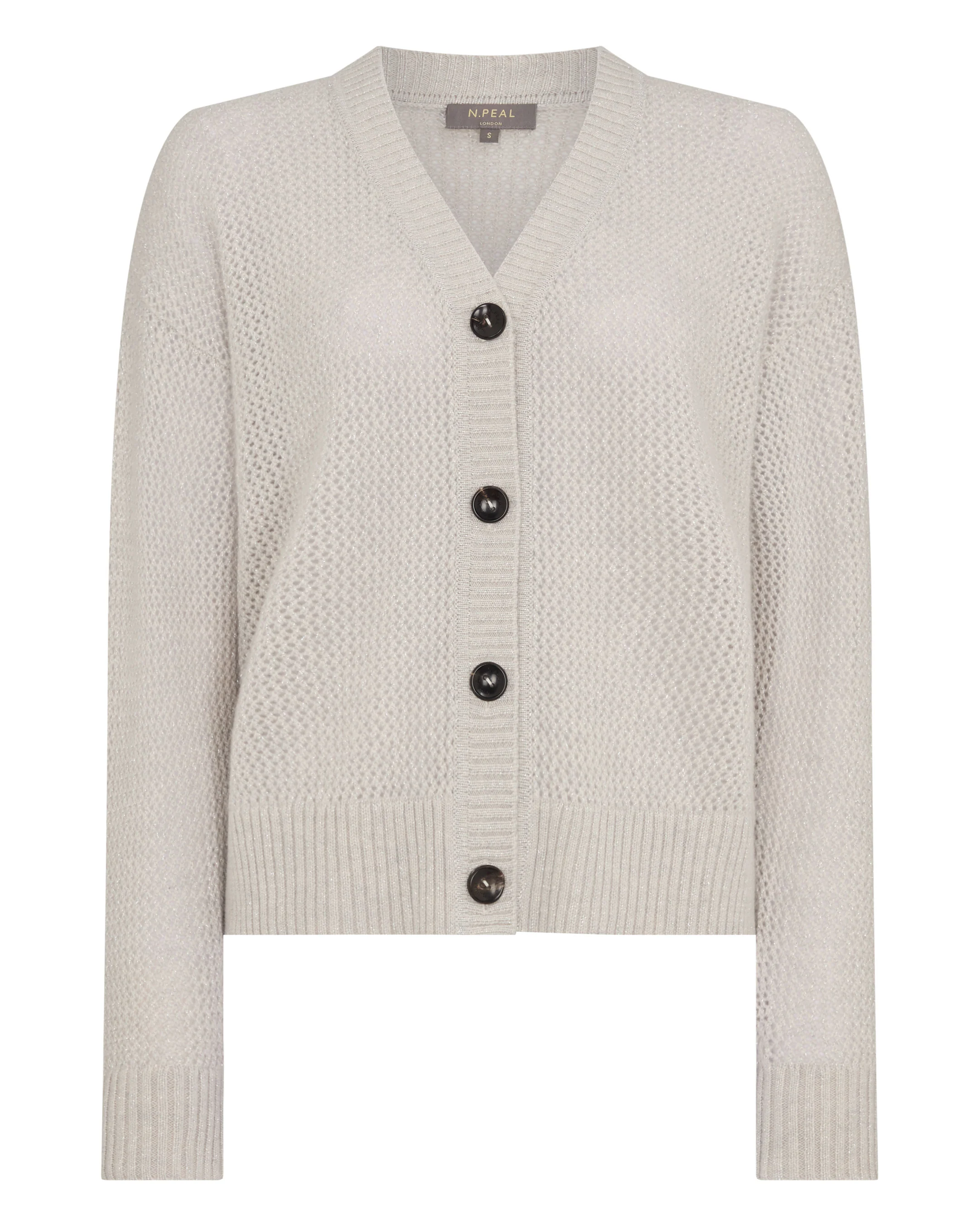 Women's Azure Stitch Cashmere Cardigan Pebble Grey Sparkle - Image 2