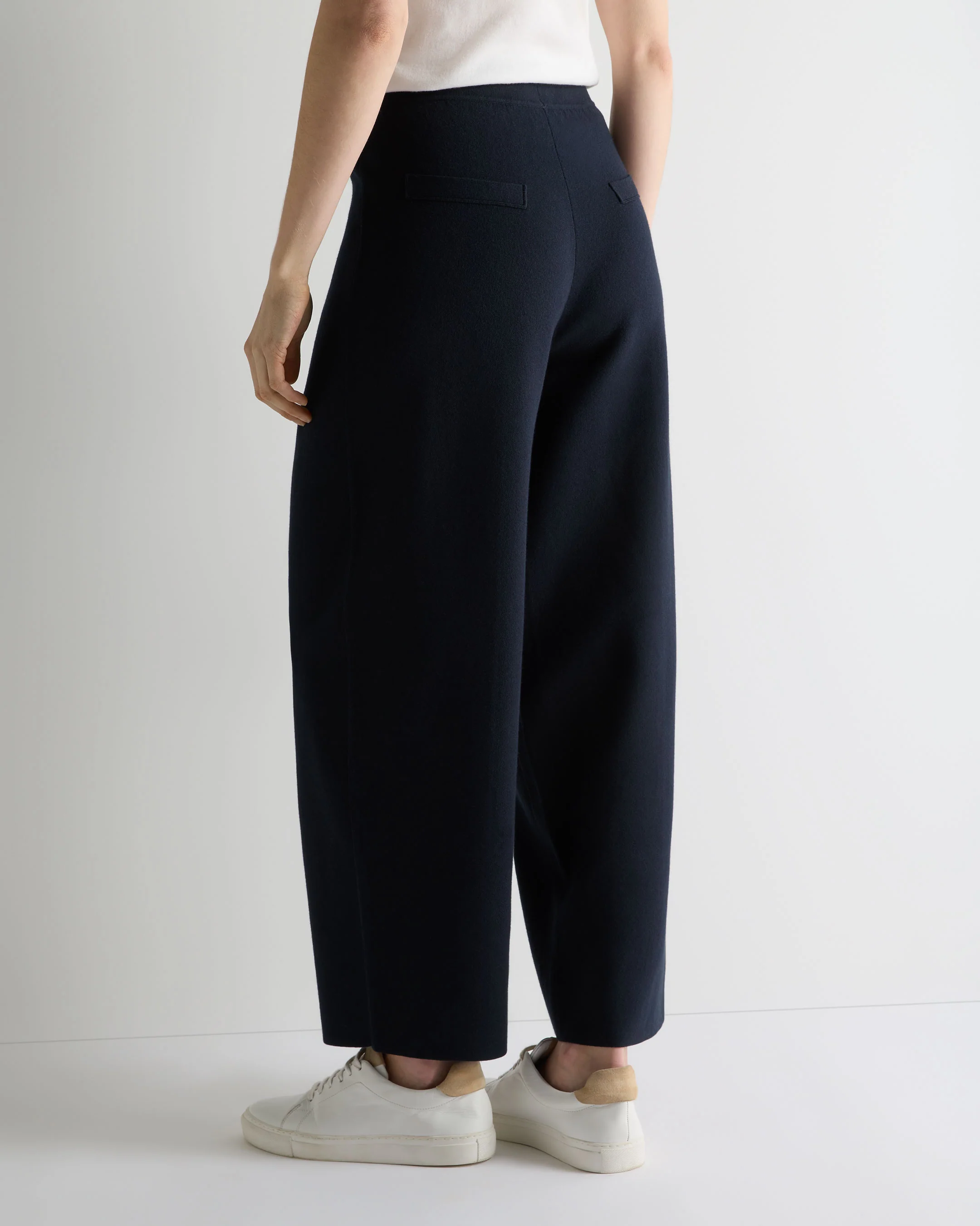 Women's Barrel Leg Cotton Blend Trouser Navy Blue - Image 4