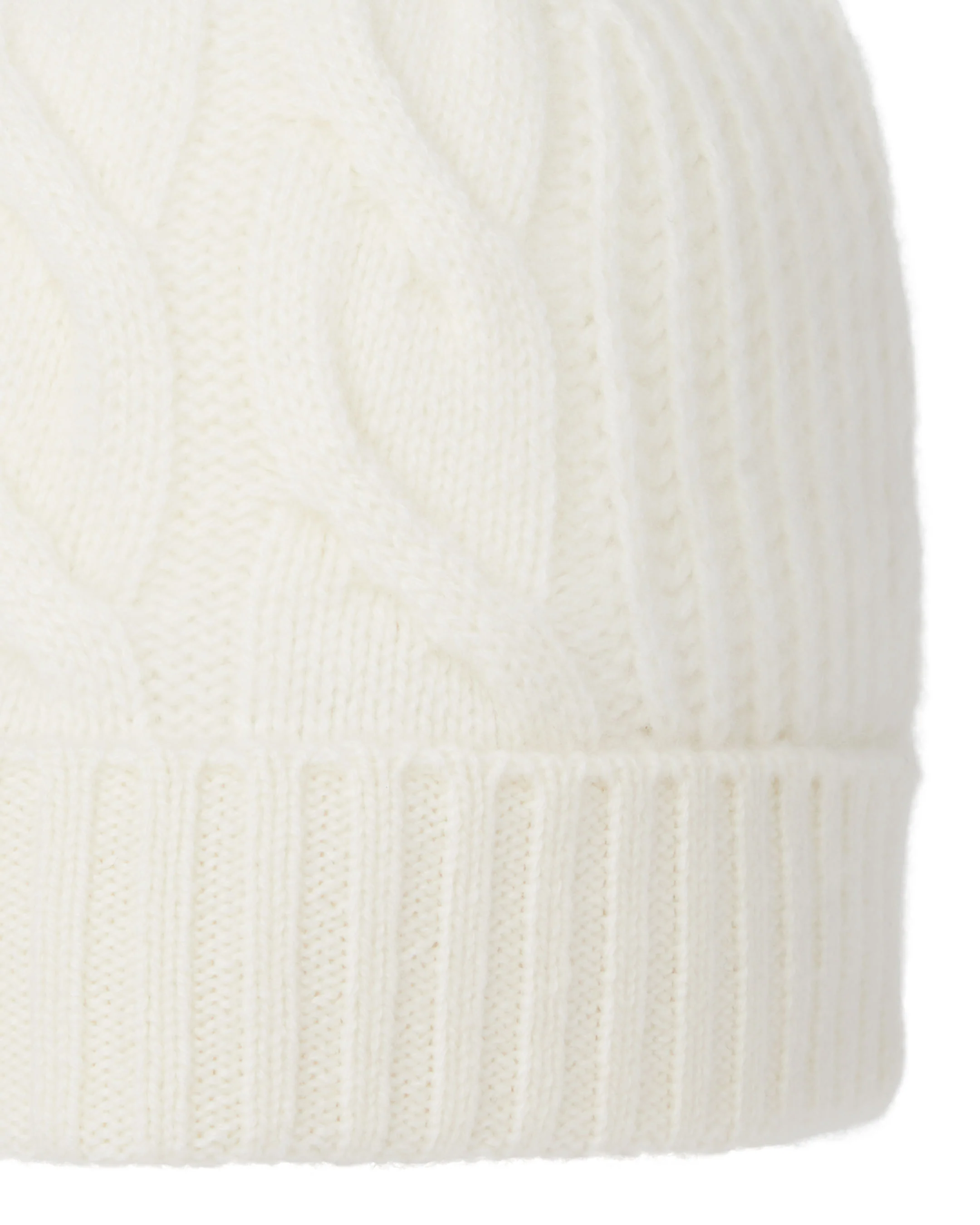 Women's Cable Rib Cashmere Hat New Ivory White - Image 2