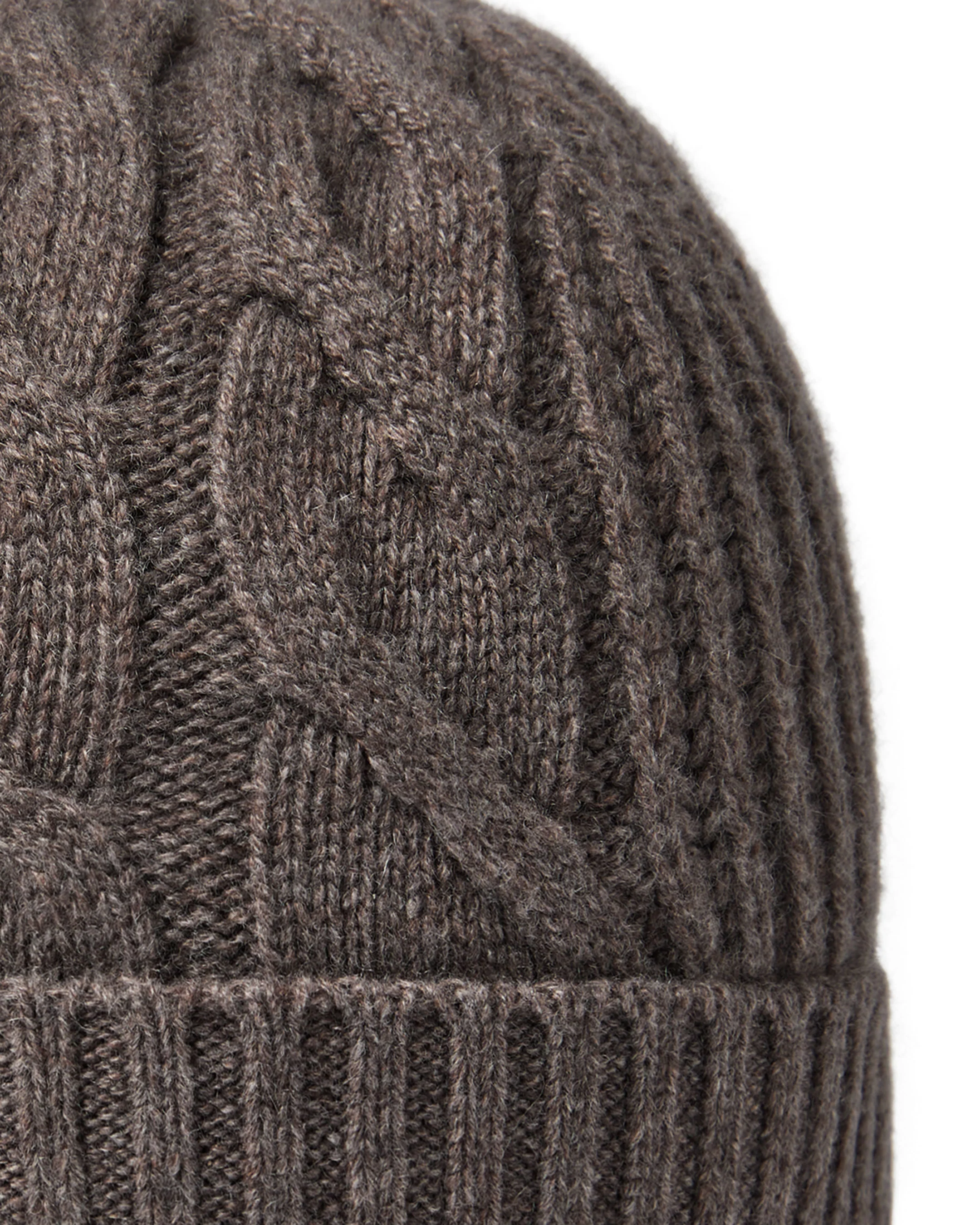 Women's Cable Rib Cashmere Hat Otter Brown - Image 2