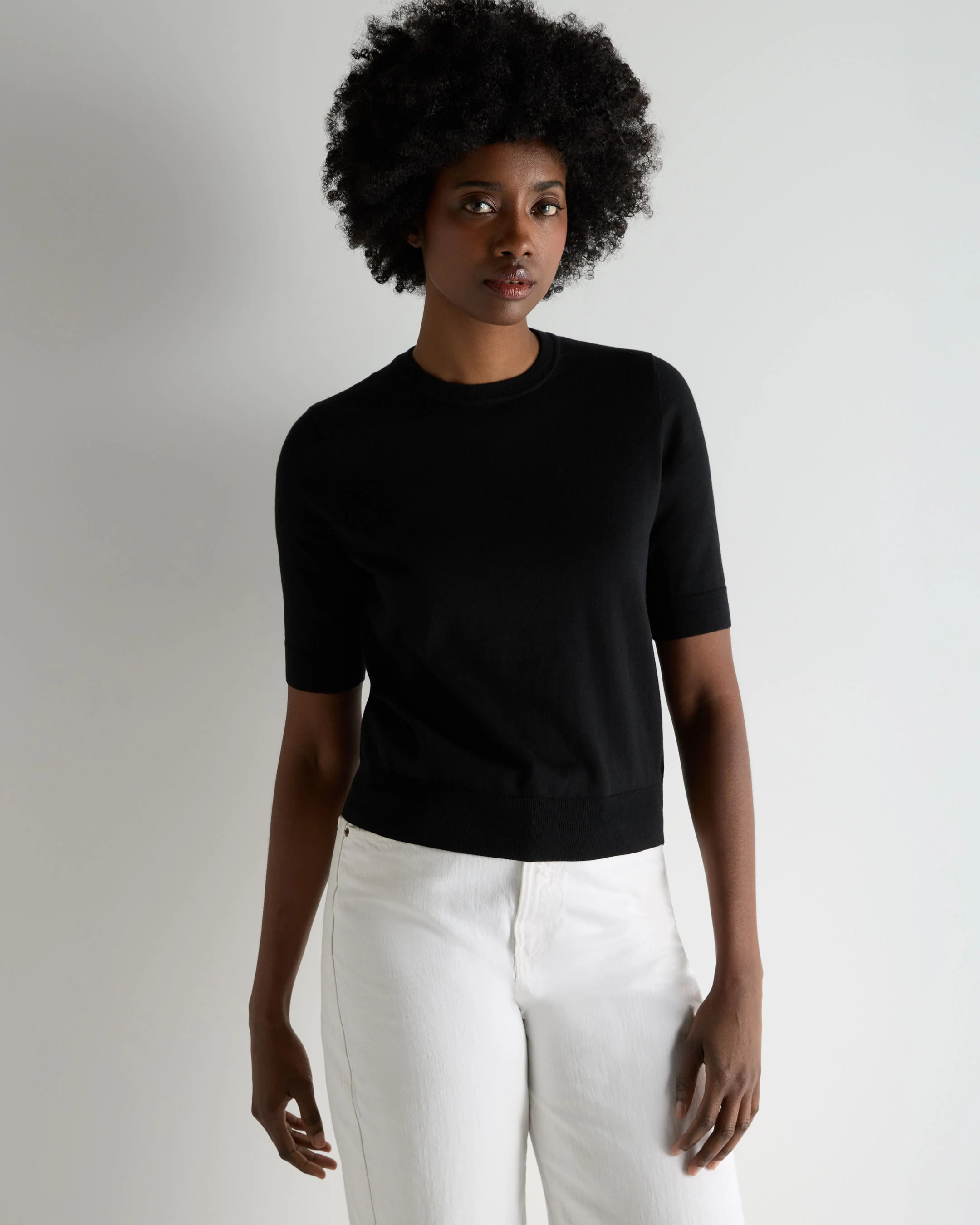 Women's Cotton Cashmere T-Shirt Black - Image 3