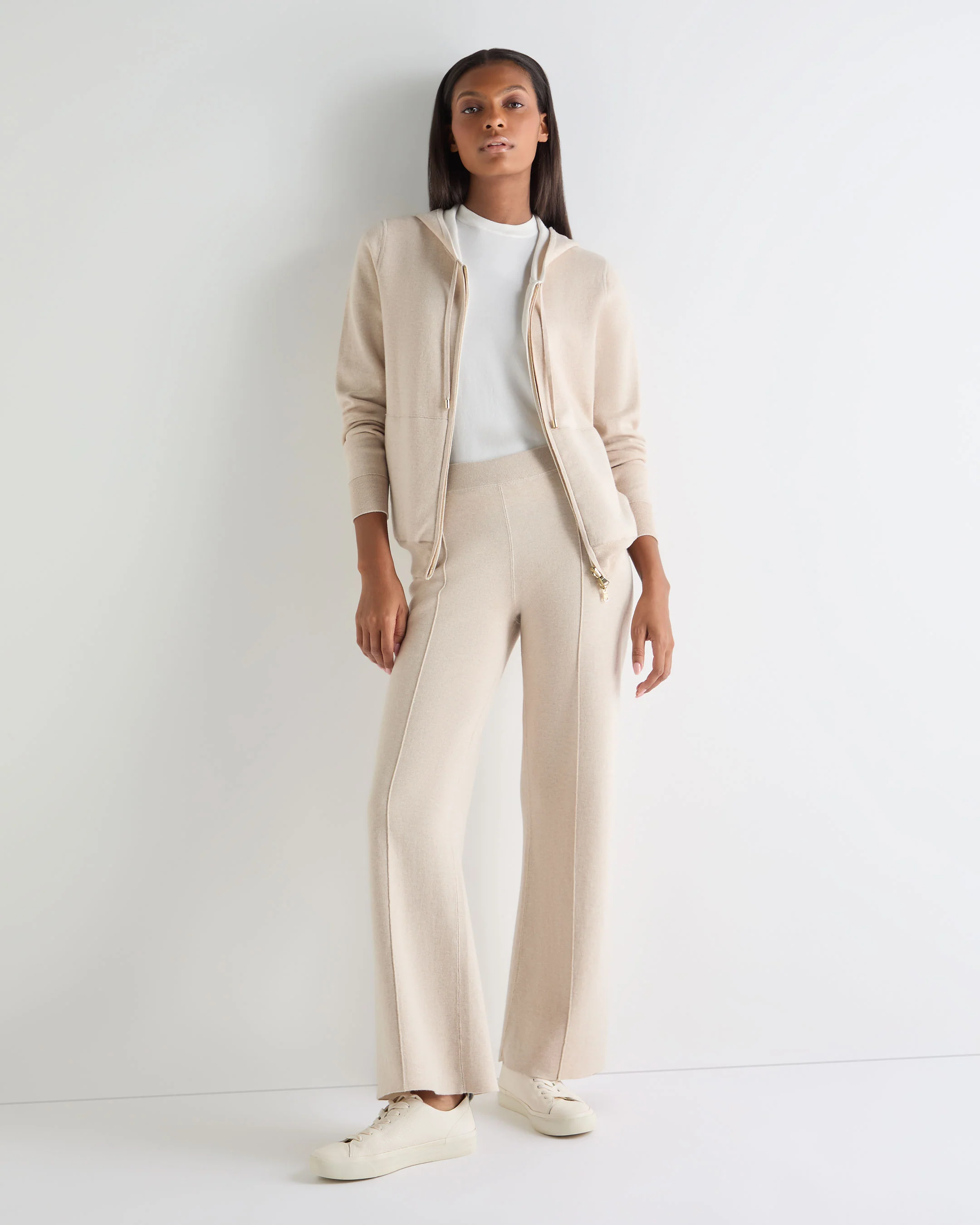 Women's Double Faced Cotton Blend Trousers Sandstone Brown - Image 3