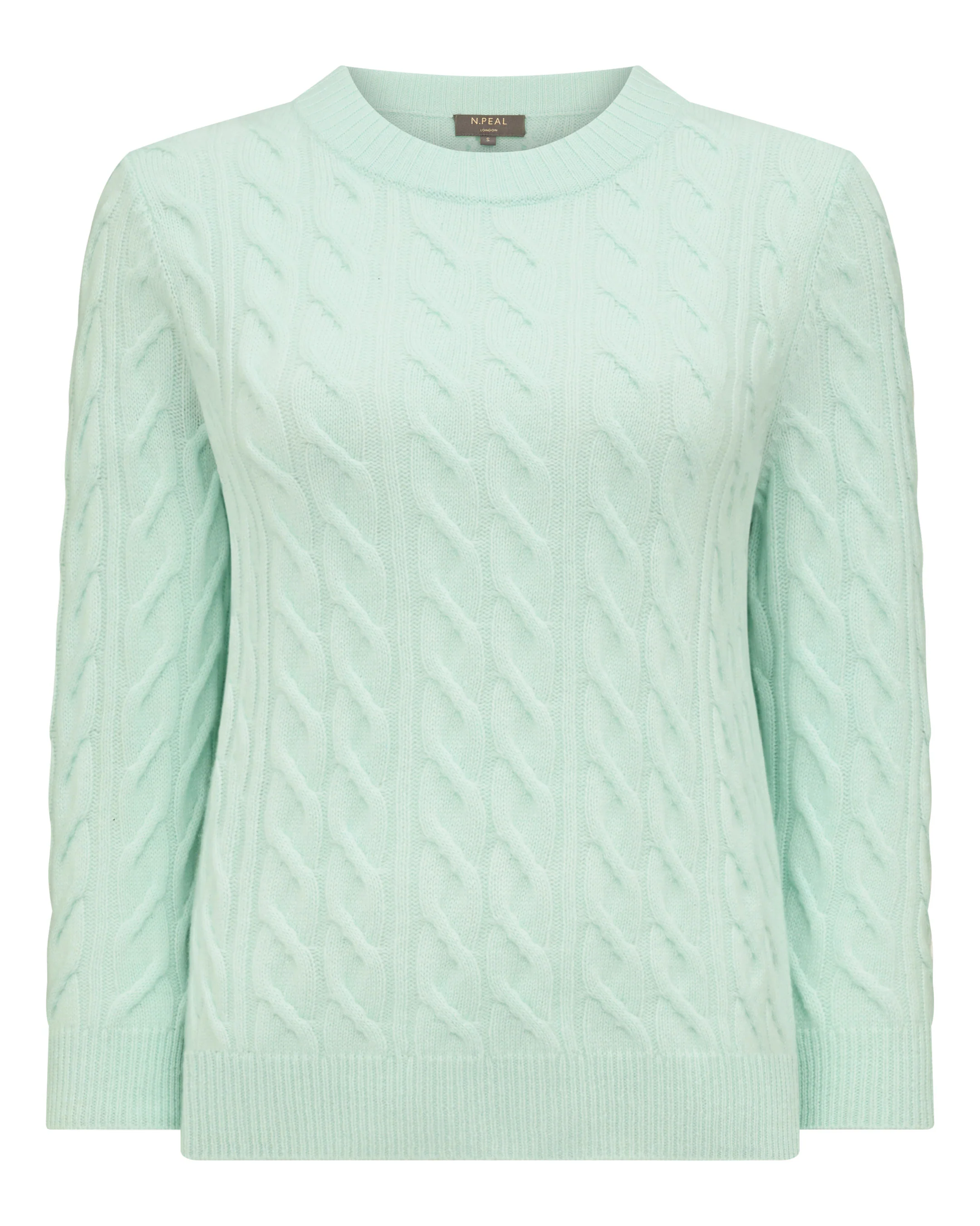 Women's Emilia Cable Round Neck Cashmere Jumper Mint Green - Image 2