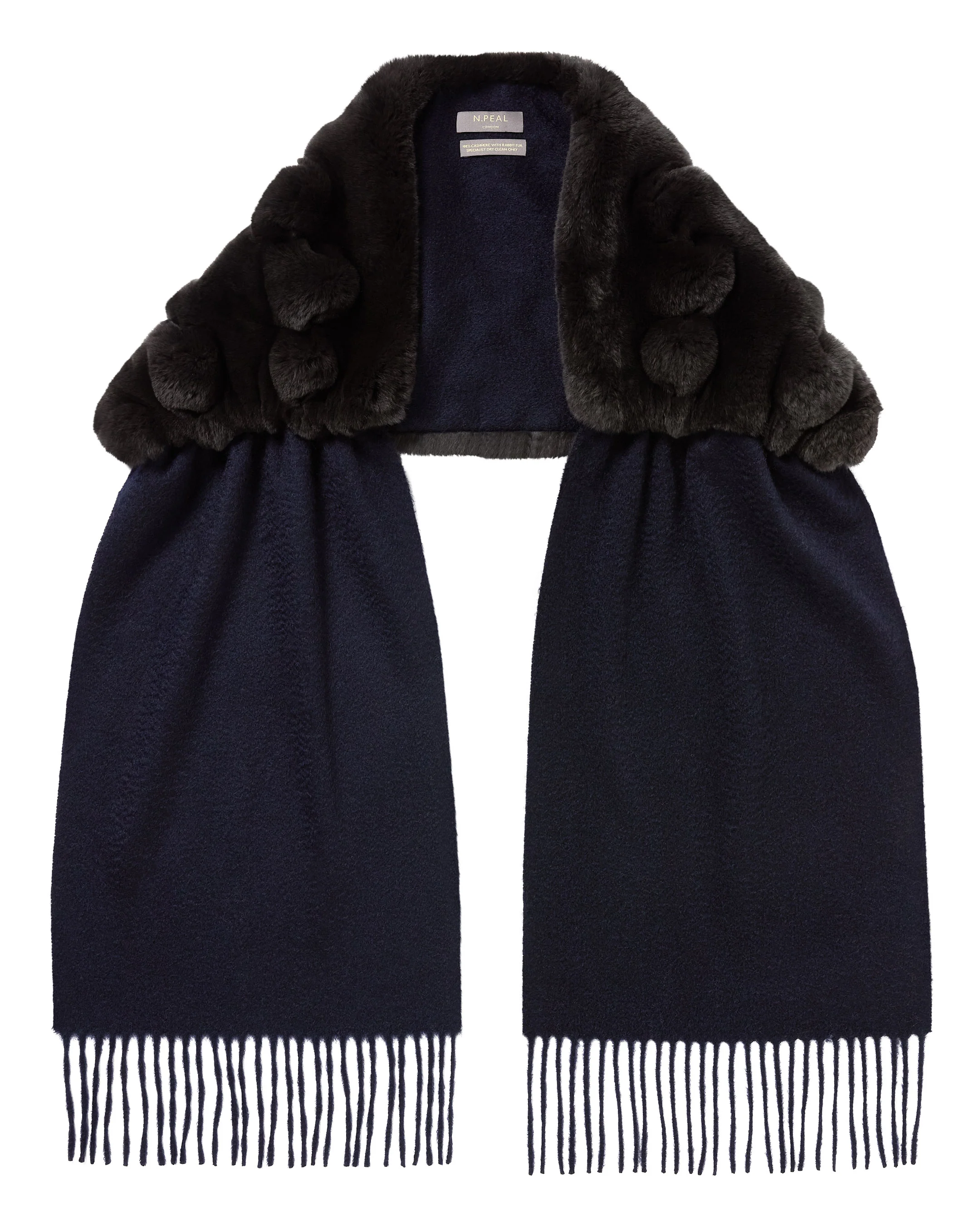 Women's St Moritz Fur Neck Scarf Navy Blue